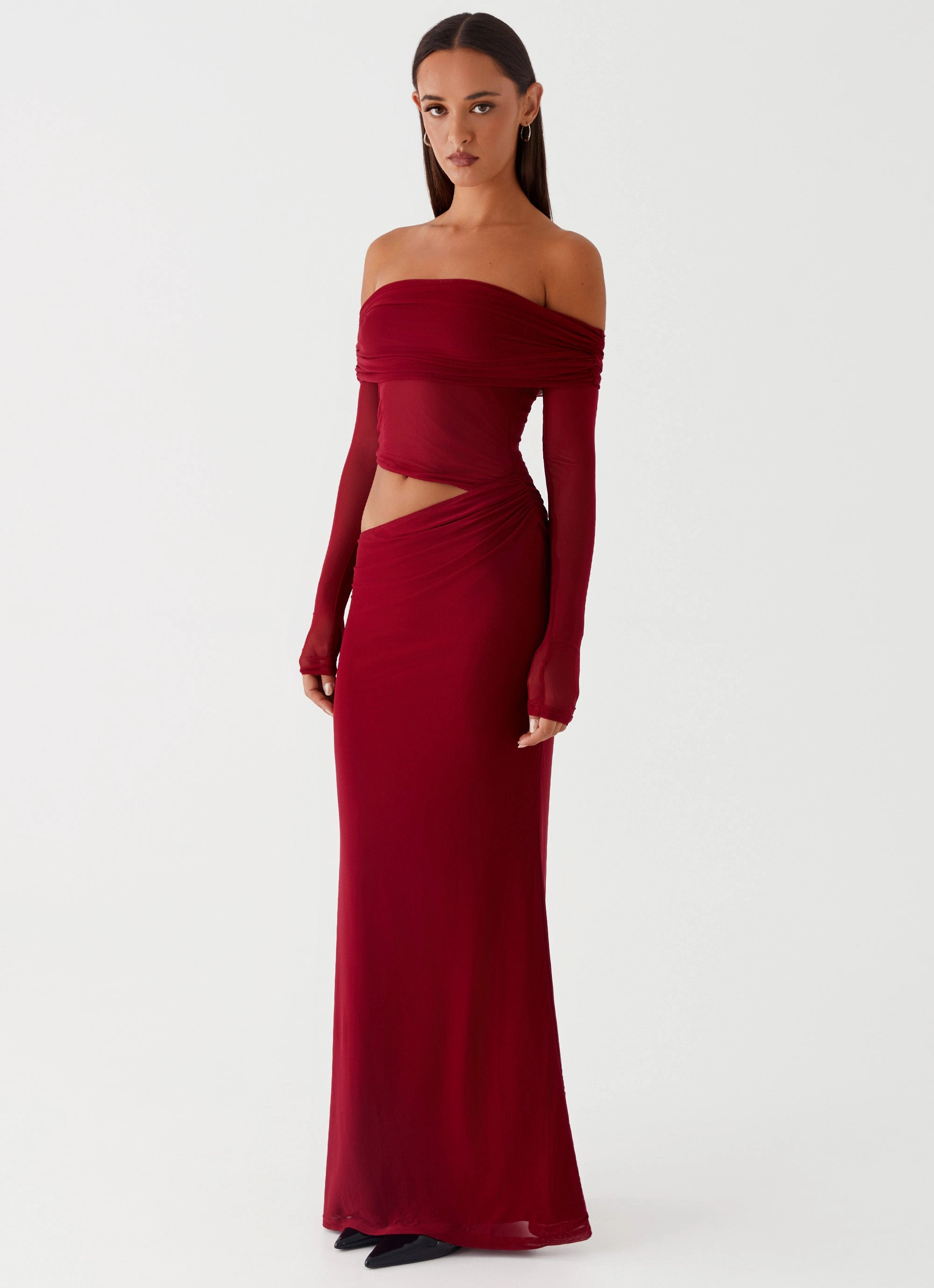 Day Ready Look Neutral Layer Emery Maxi Dress - Cherry Red