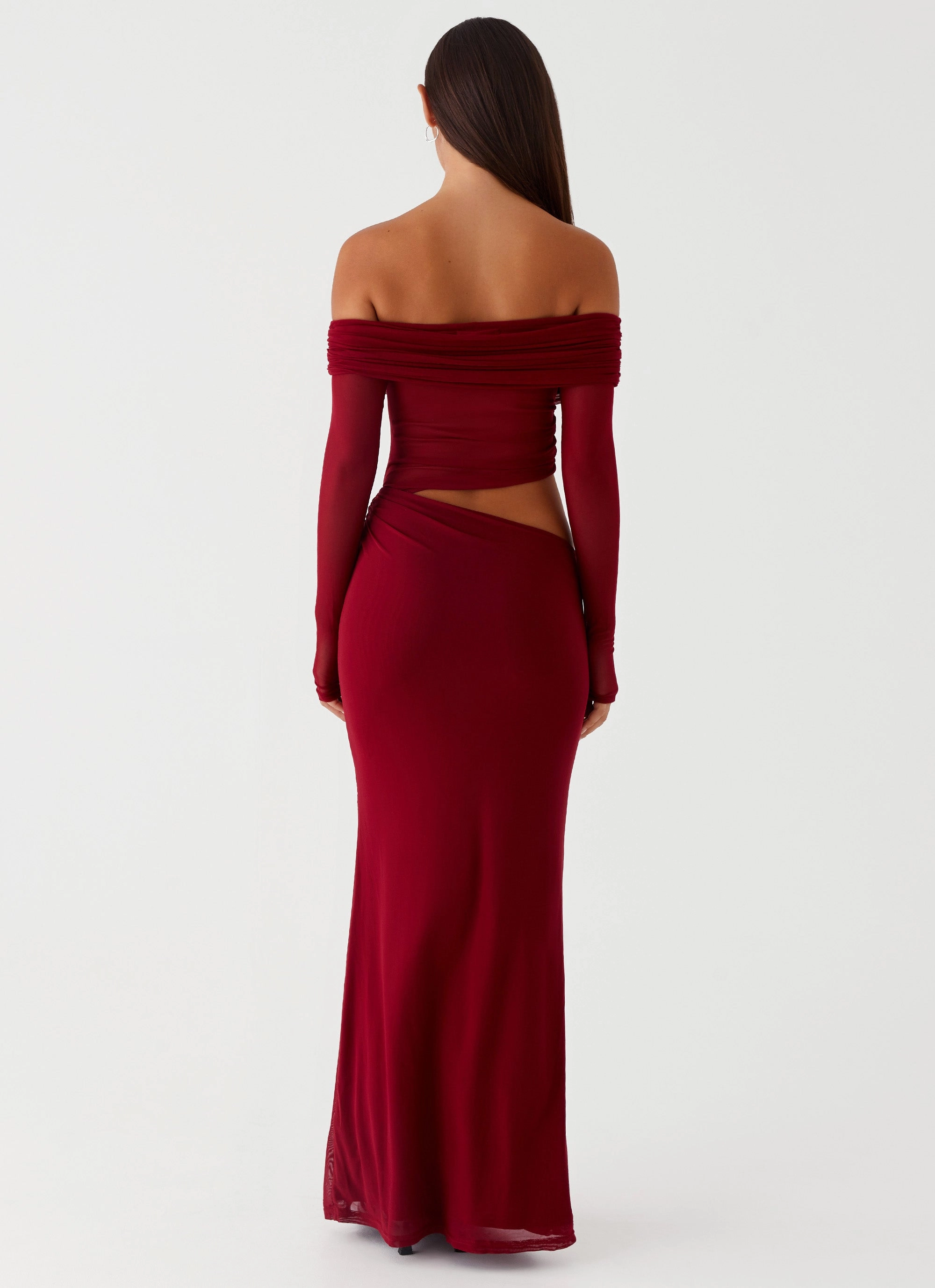 Emery Maxi Dress - Cherry Red Fashionable Cut Fit Waist