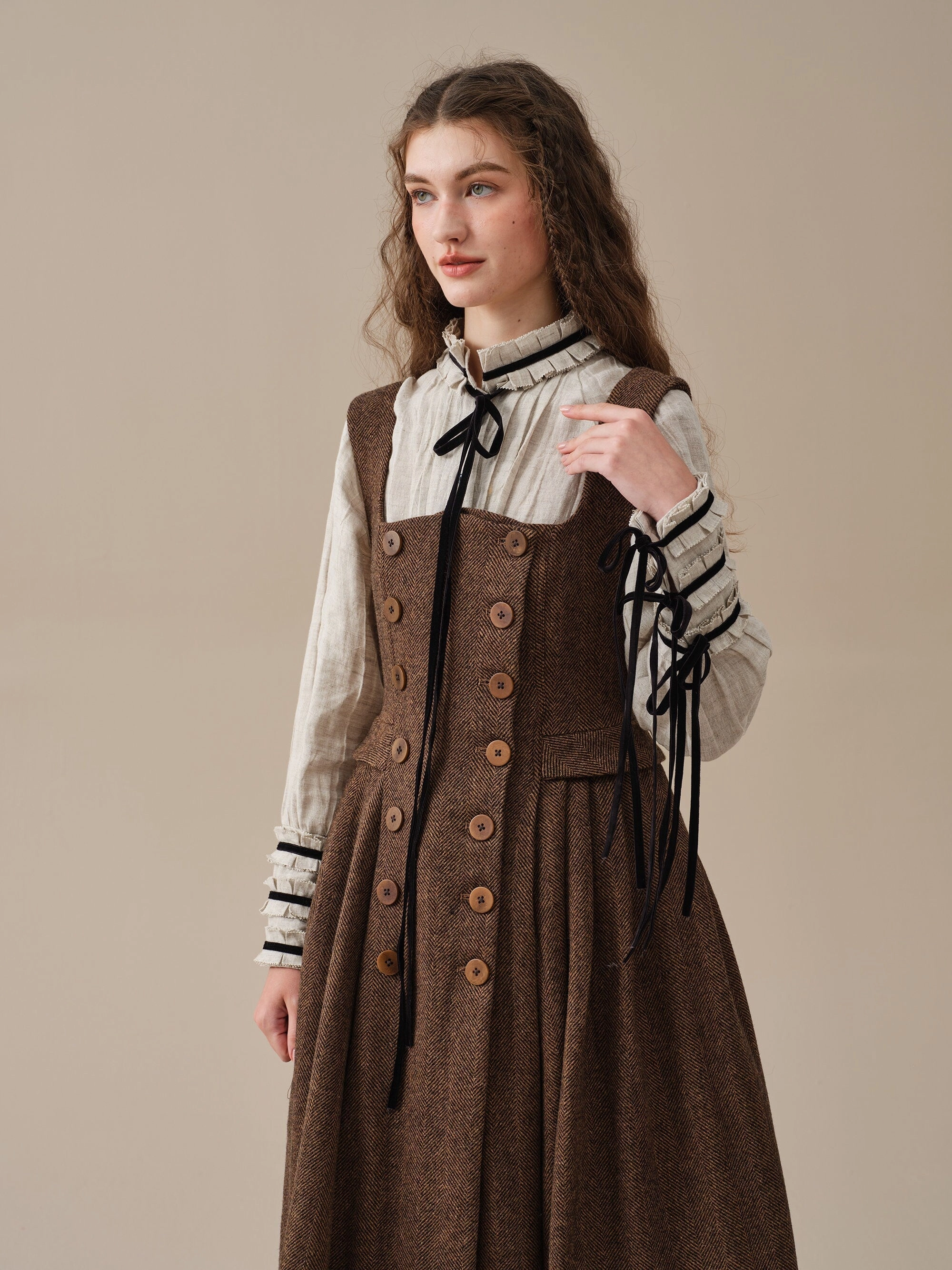 Emma 33 | 100% wool dress Roll Up Storage Design Removable Hood