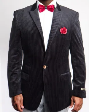 Empire Collection - Black Velvet Stripe Sports Coat Modern Fit