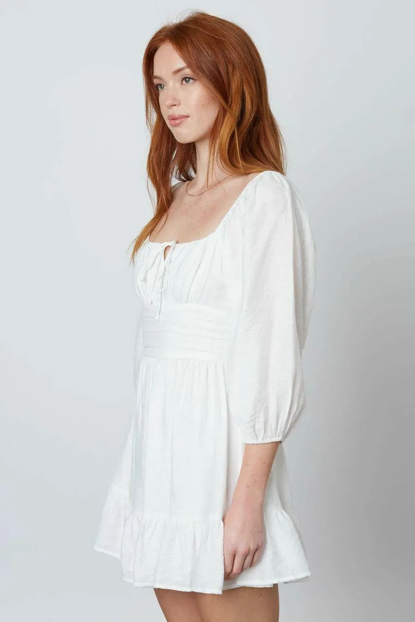 Enchanting White Three-Quarter Sleeve Mini Dress