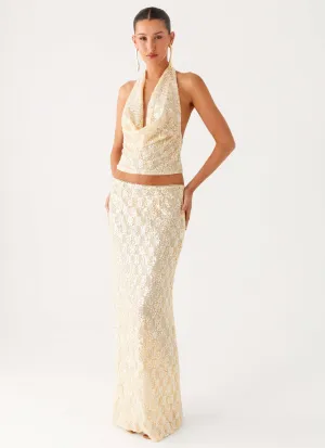 Ergonomic Fit Bling It On Maxi Skirt - Ivory Bling It On Maxi Skirt - Ivory Chilly Day Wear Moisture control