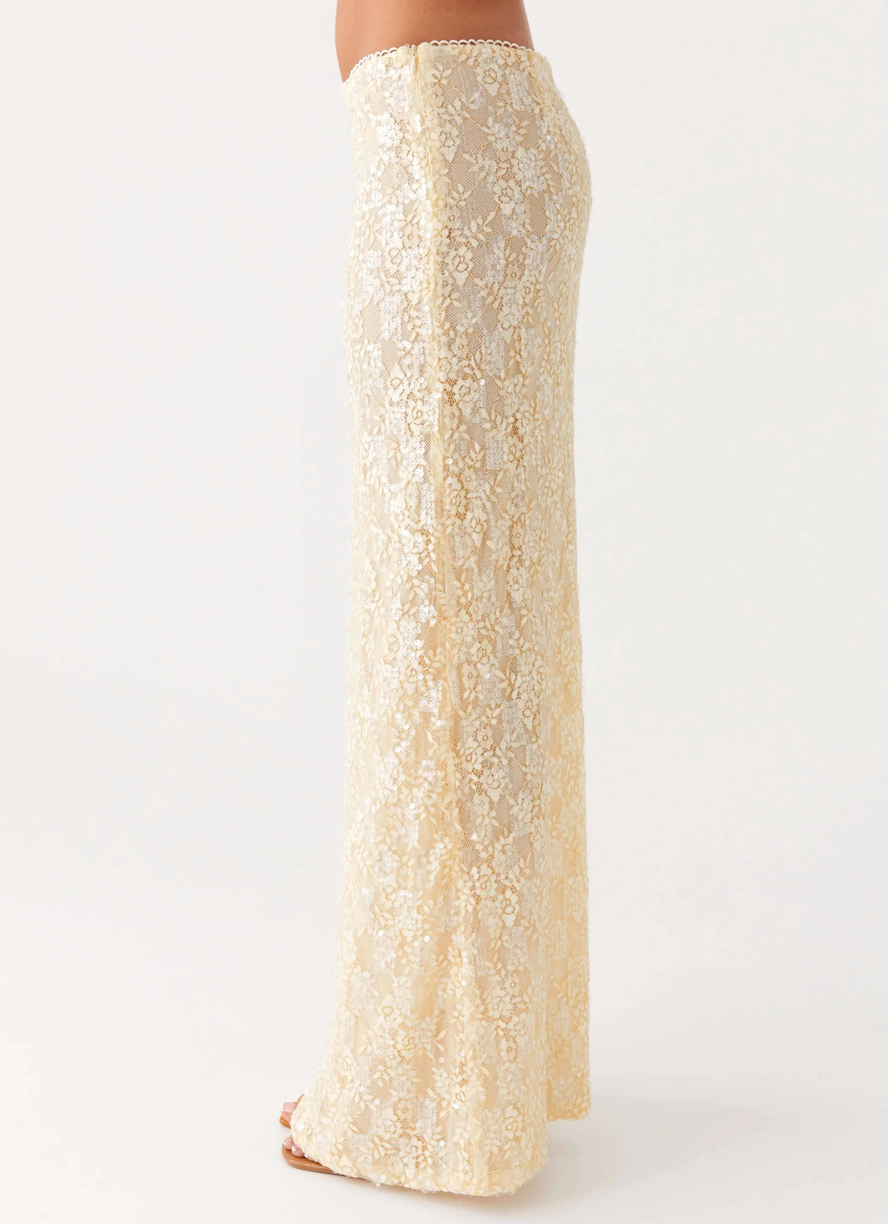 Bling It On Maxi Skirt - Ivory Slim Comfort