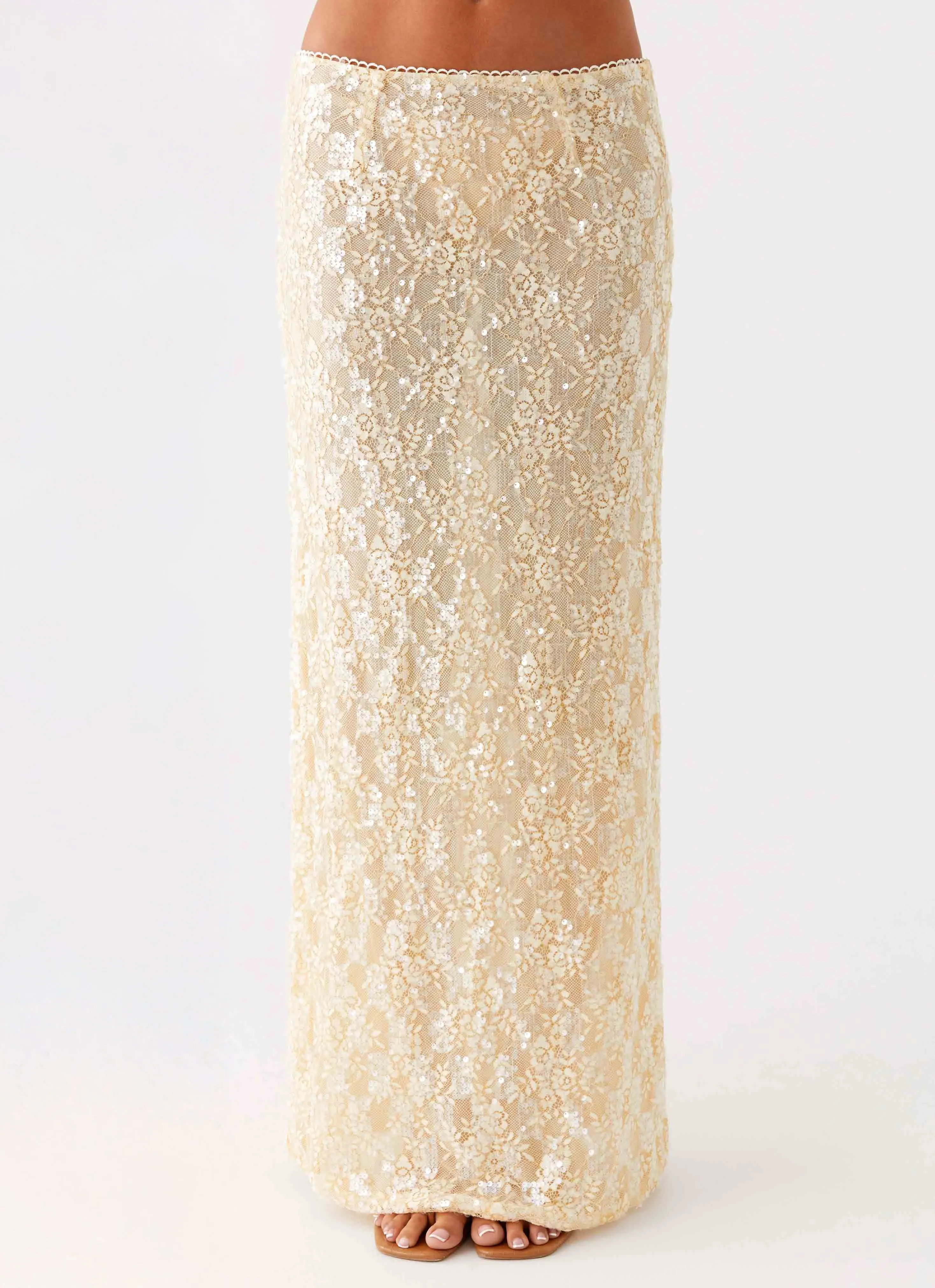 Bling It On Maxi Skirt - Ivory Seamless Waistband