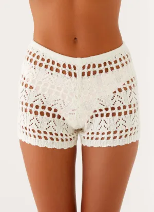 Ergonomic Gusset Design Baylock Crochet Shorts - White Basic Utility Durable Hemming Baylock Crochet Shorts - White