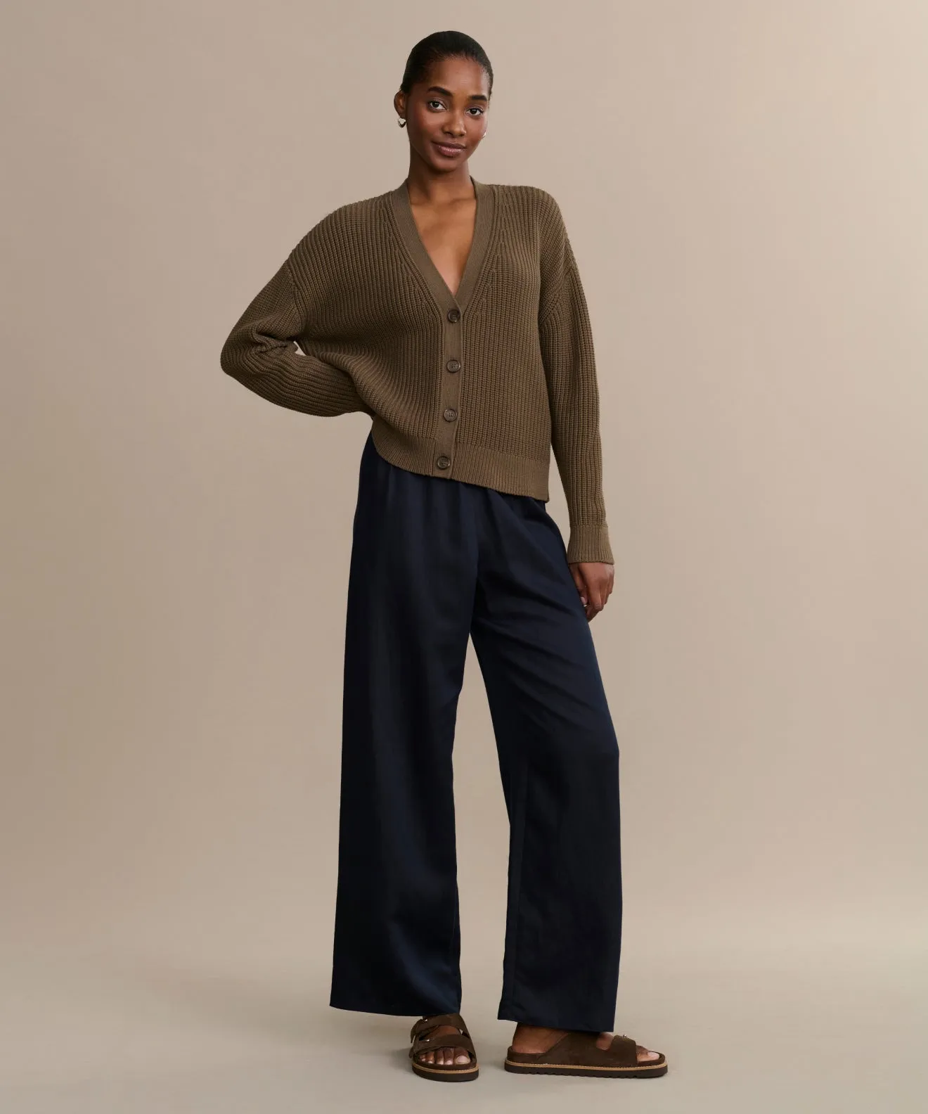 Cropped Cotton Cocoon Cardigan All Weather Performance Fabric ConvertibleStyle