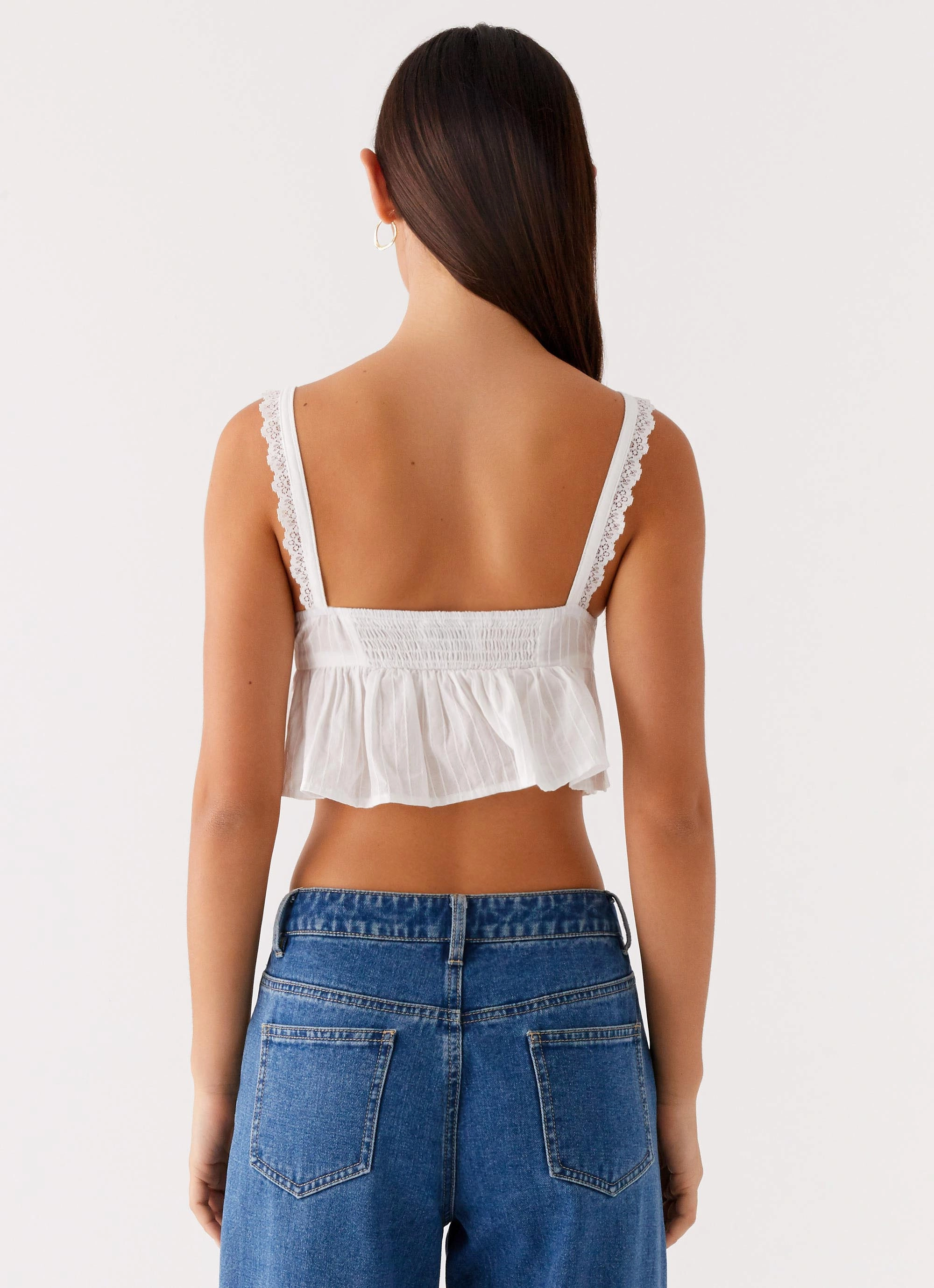 DoubleLayered Collar Elliana Cami Top - White