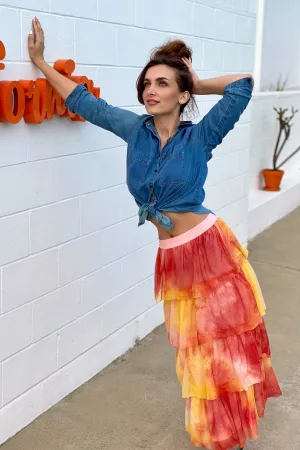 Esperanza Tiered Tulle Midi Skirt Editorial Look