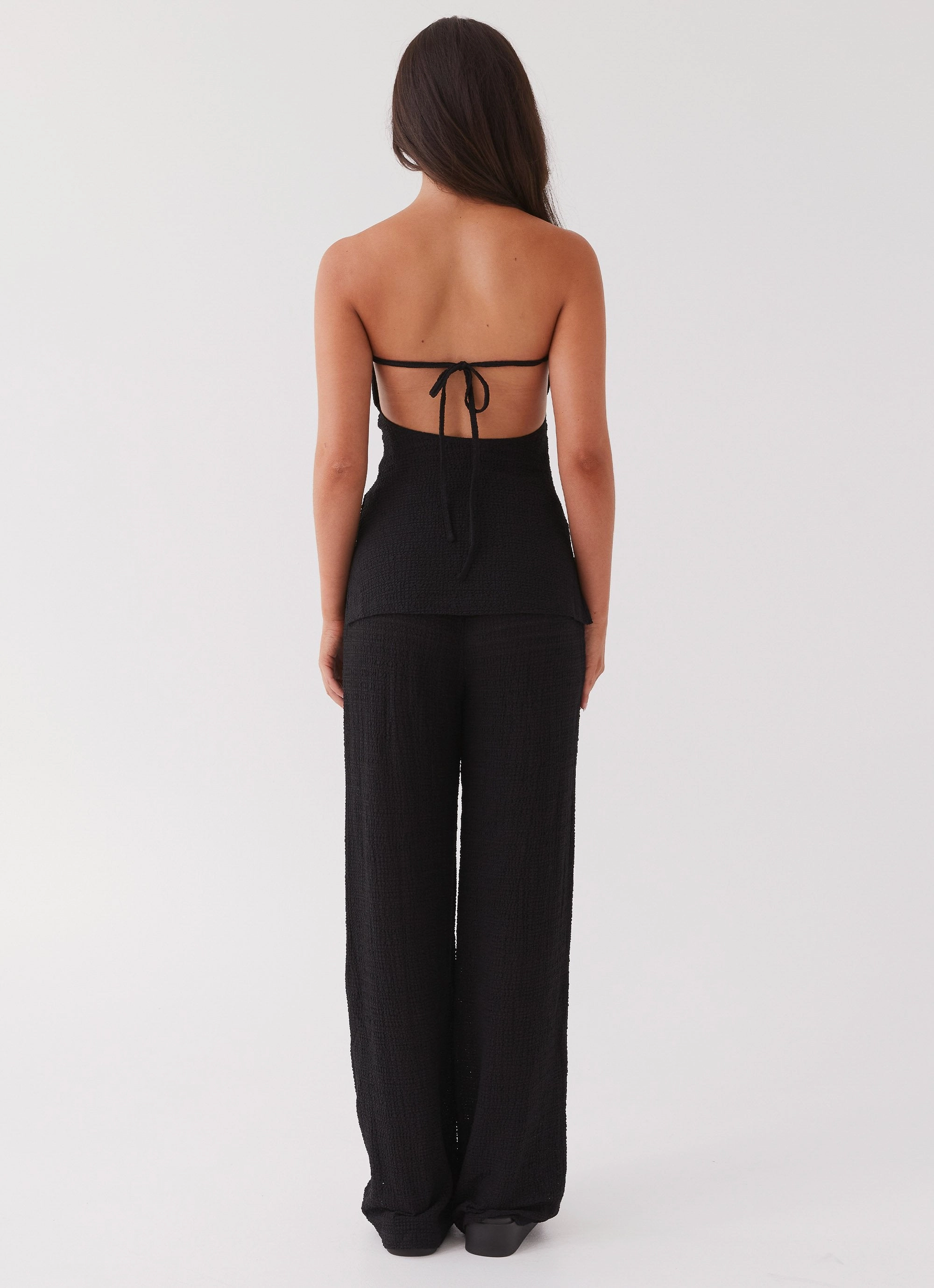 Soft Brush Lining HypoallergenicMaterial Jadey Waffle Pants - Black