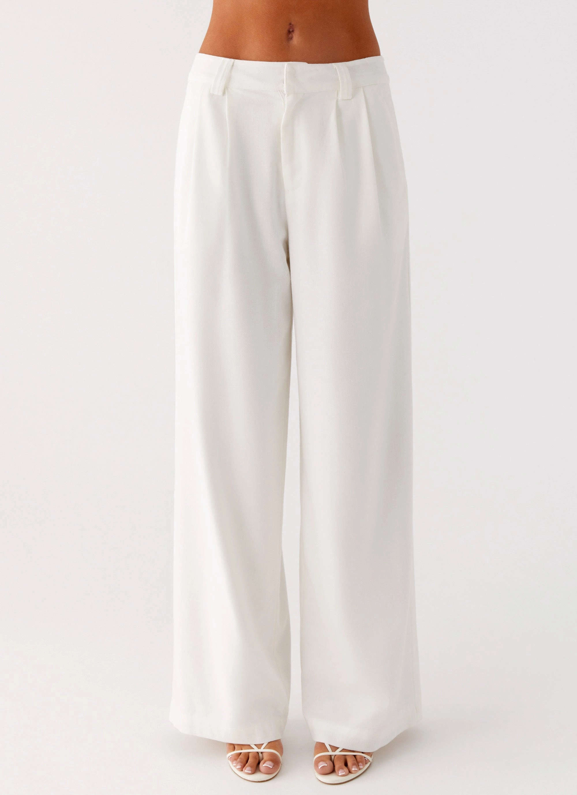 Delong Low Rise Linen Pants - White Comfy All-Day