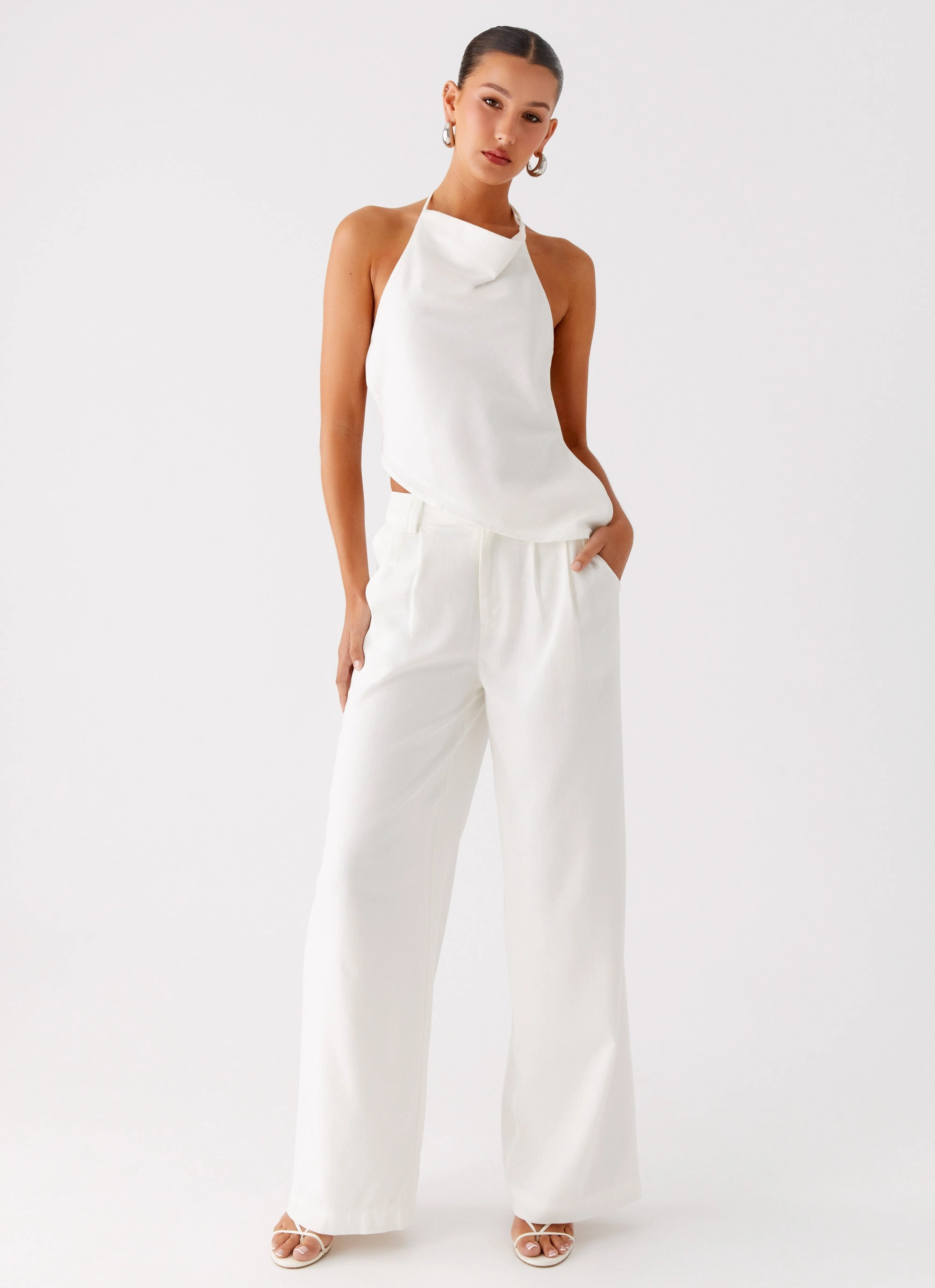 No Frills Fit Universal Fit System Delong Low Rise Linen Pants - White