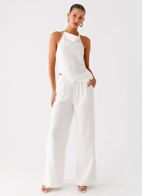 No Frills Fit Universal Fit System Delong Low Rise Linen Pants - White