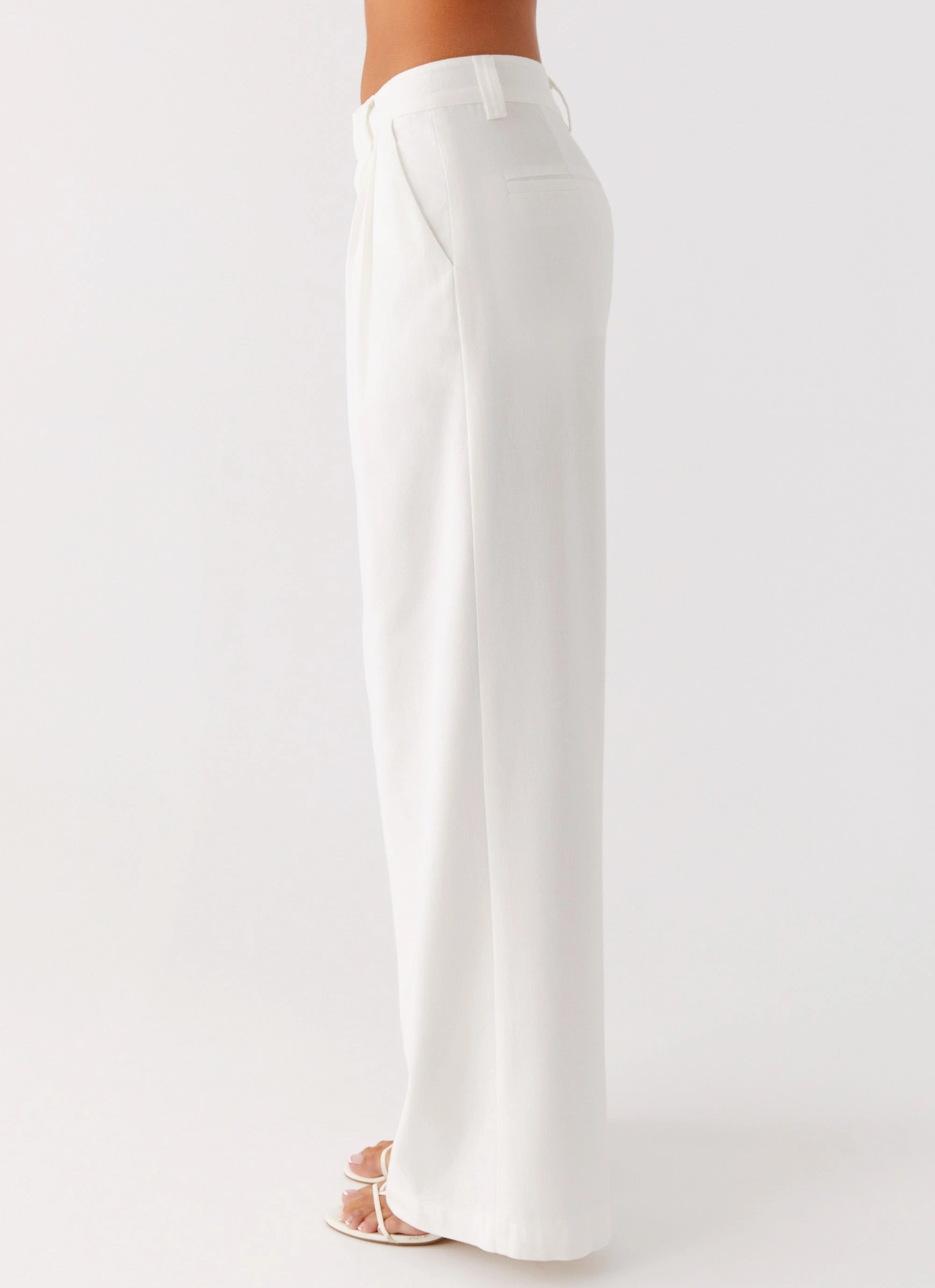 Delong Low Rise Linen Pants - White SoftCottonBlend