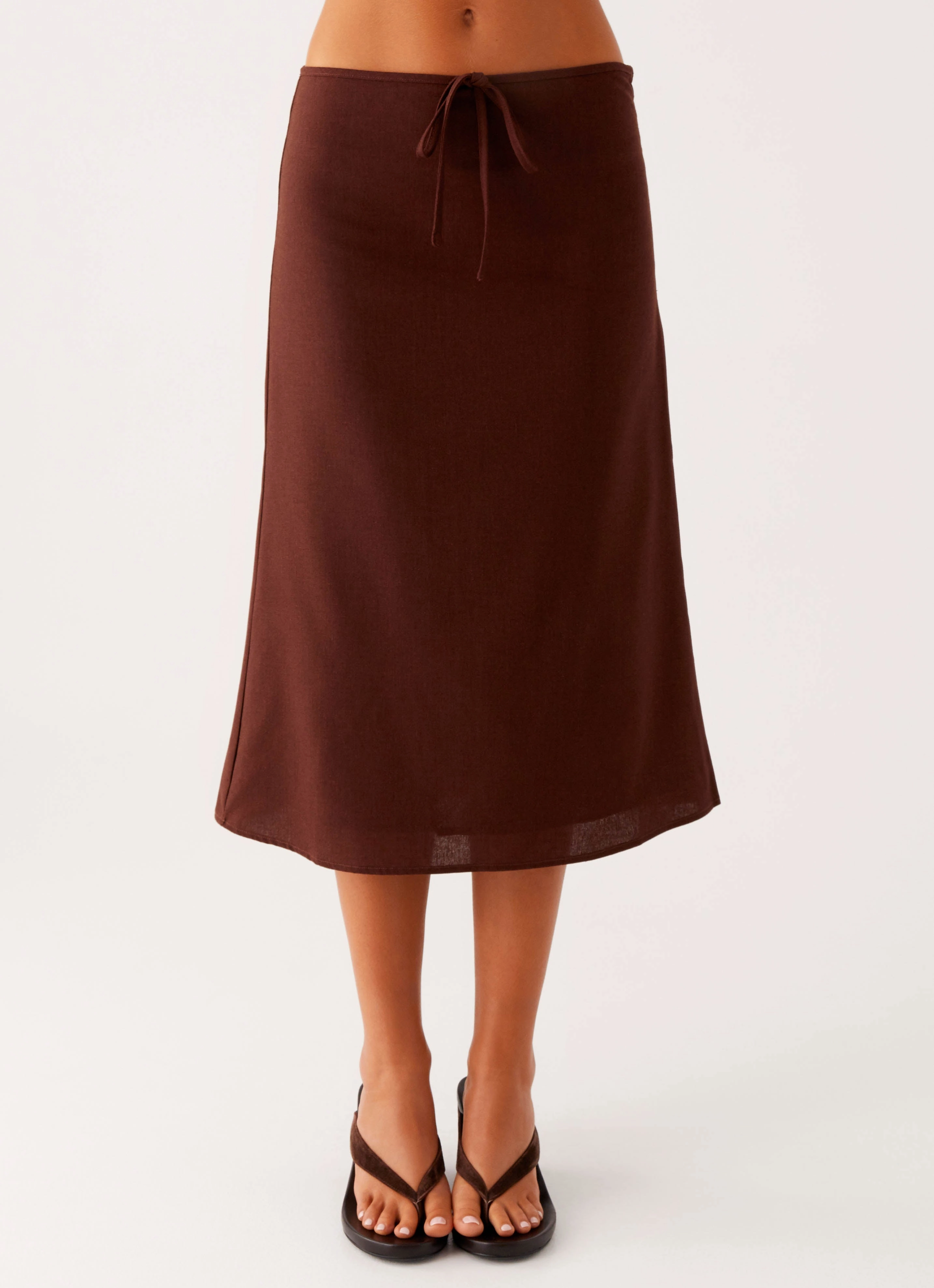 Refined Sophistication Esther Midi Skirt - Chocolate