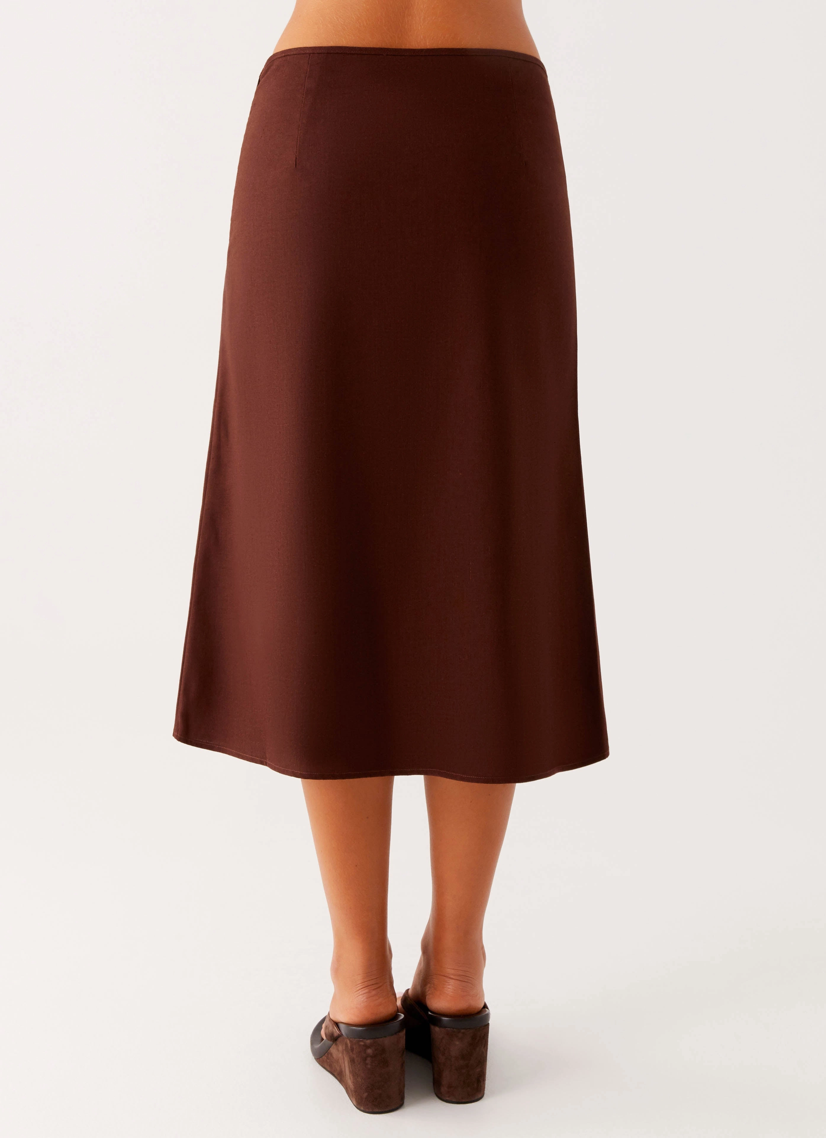 Esther Midi Skirt - Chocolate Soft Finish Classic Choice