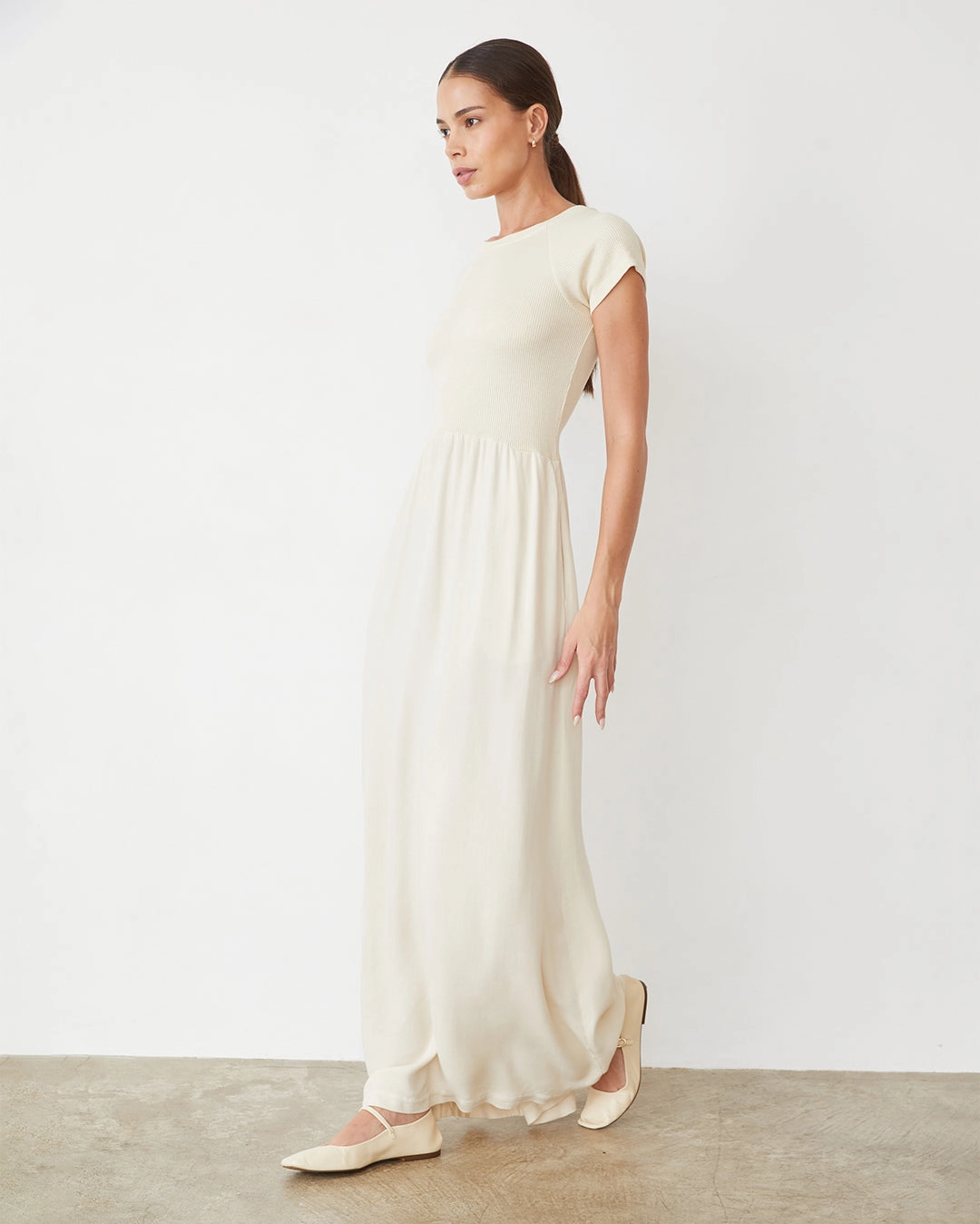 Minimalist Stitching Comfortable Style Mix Media Maxi Dress