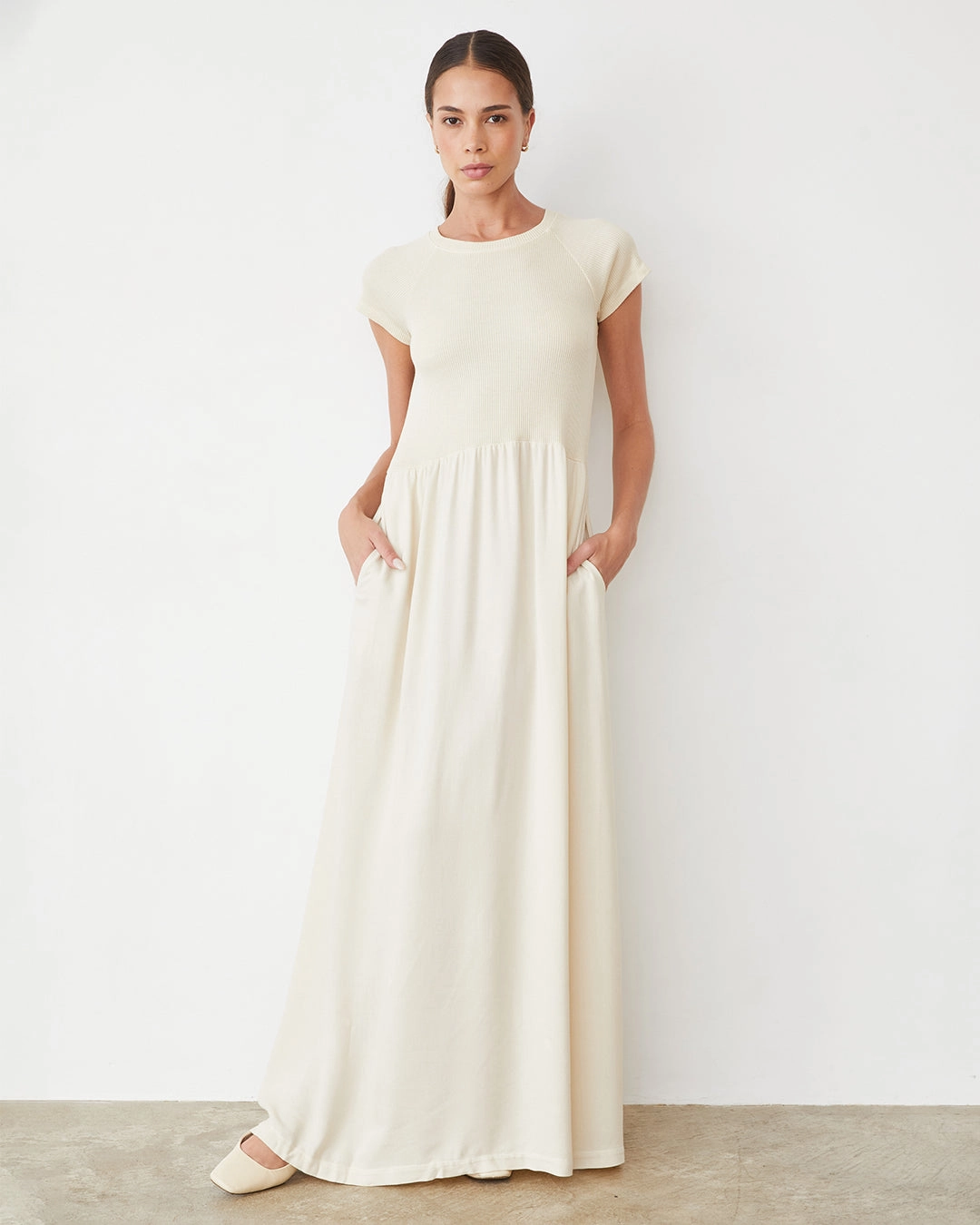 Mix Media Maxi Dress Cozy Sweatshirt