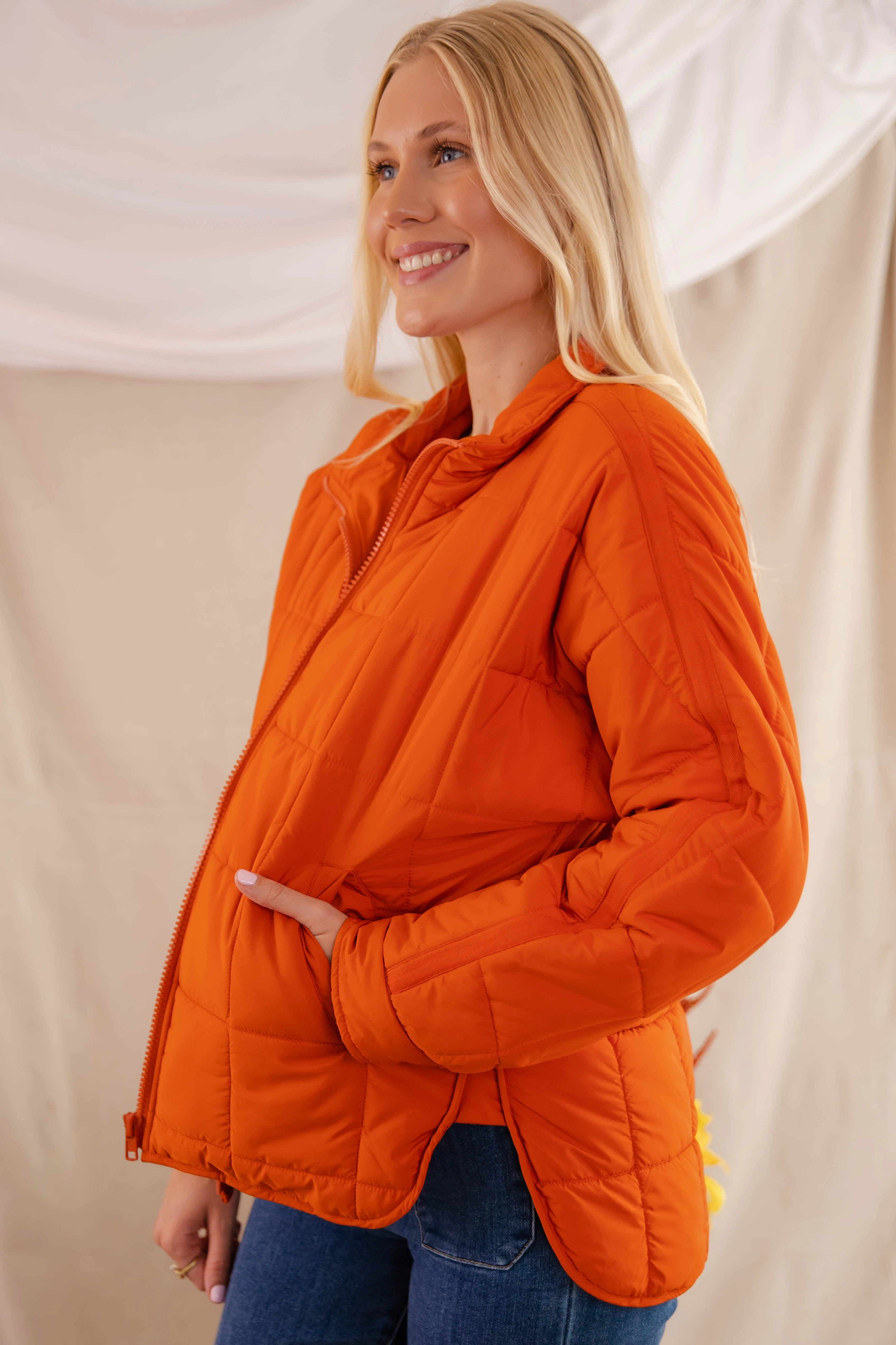 Simple Dress Don't Hesitate Puffer Jacket-Rust