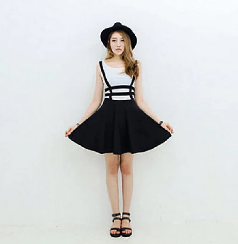 Europe Korean Personality See Through  A-Line Strap Skirt
