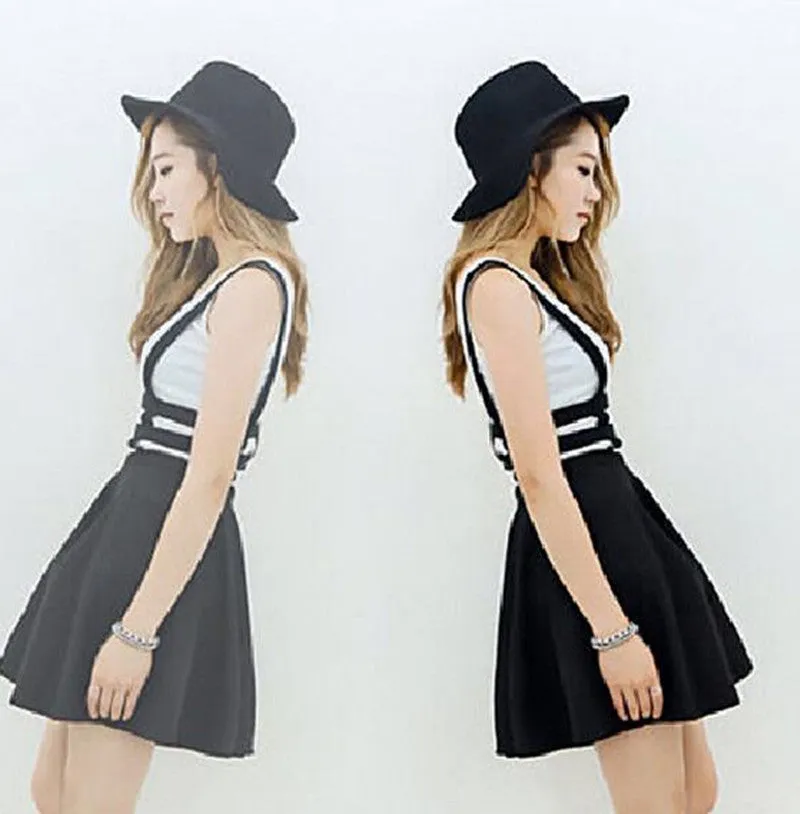 Europe Korean Personality See Through  A-Line Strap Skirt