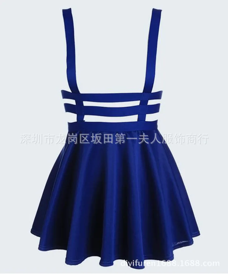 Europe Korean Personality See Through  A-Line Strap Skirt
