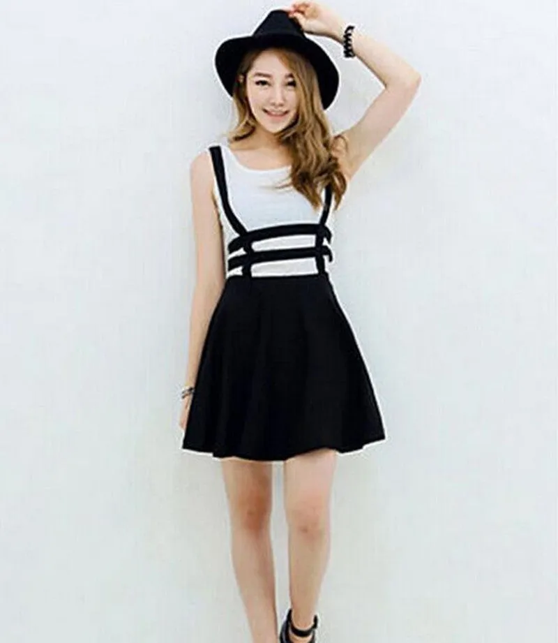 Europe Korean Personality See Through  A-Line Strap Skirt