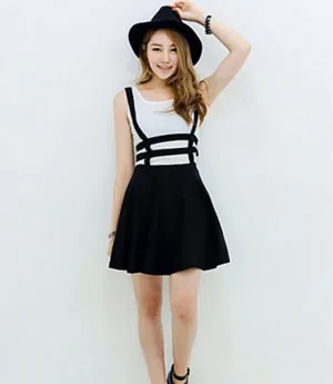 Europe Korean Personality See Through  A-Line Strap Skirt