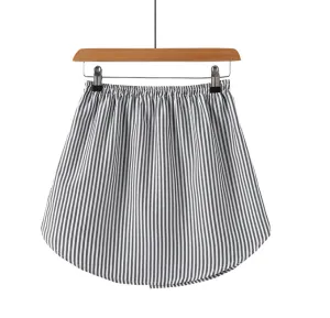 Europe Shirt Mix Colours Striped Hem Plus Size Matching Outdoor Mid-Length Skirt A-Line Skirt