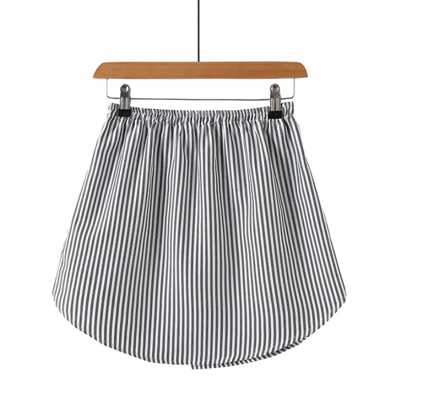 Europe Shirt Mix Colours Striped Hem Plus Size Matching Outdoor Mid-Length Skirt A-Line Skirt