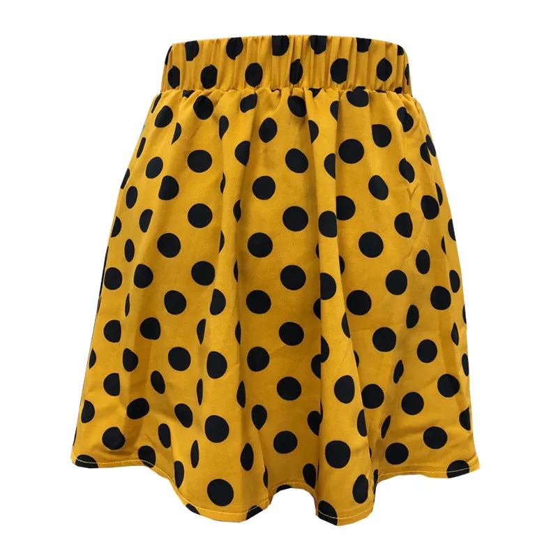 Europe Summer Popular Poker Dot Mini Flare Skirt