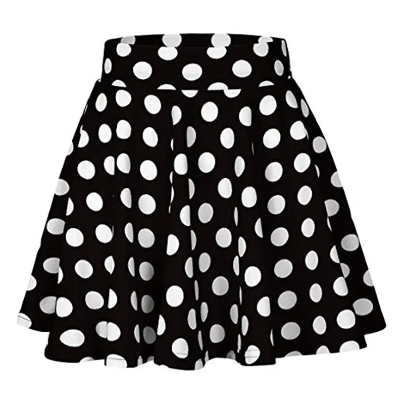 Europe Summer Popular Poker Dot Mini Flare Skirt