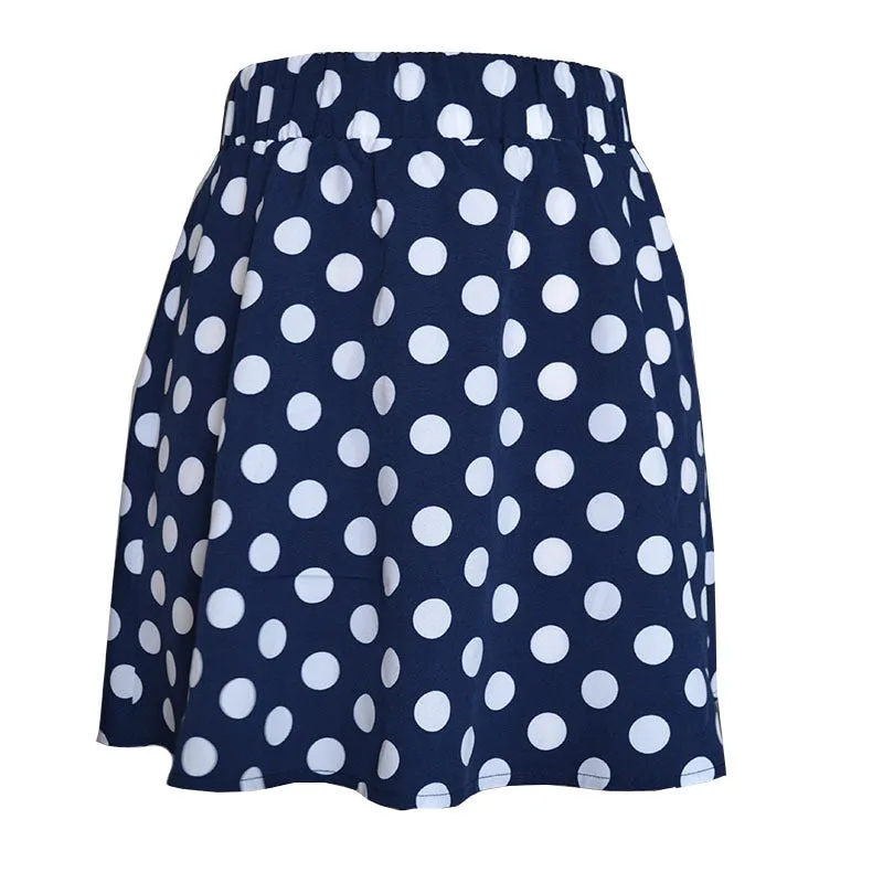 Europe Summer Popular Poker Dot Mini Flare Skirt