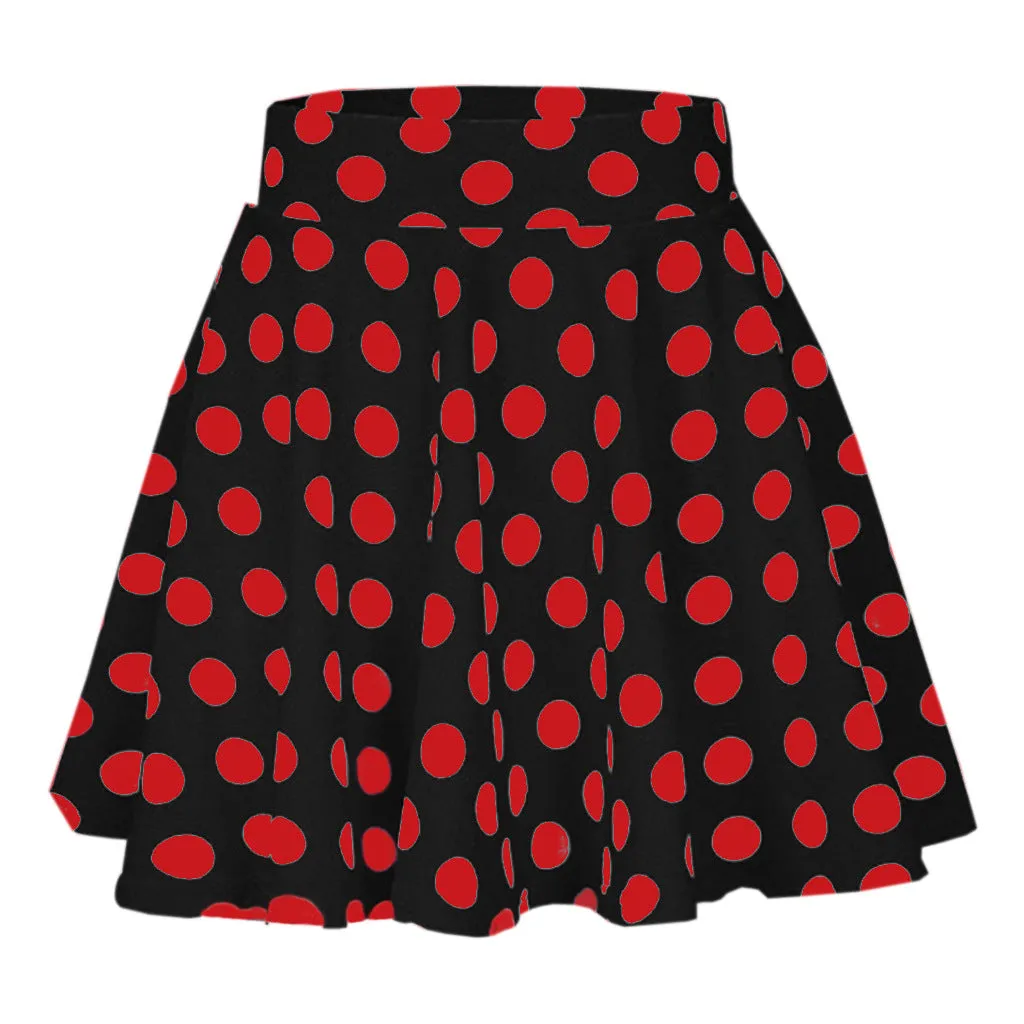 Europe Summer Popular Poker Dot Mini Flare Skirt