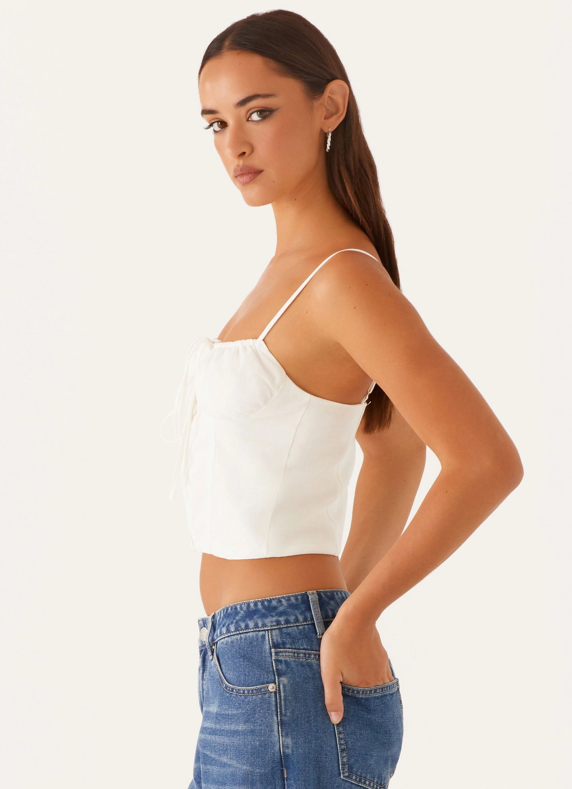 Everly Top - White Long Sleeve Tee