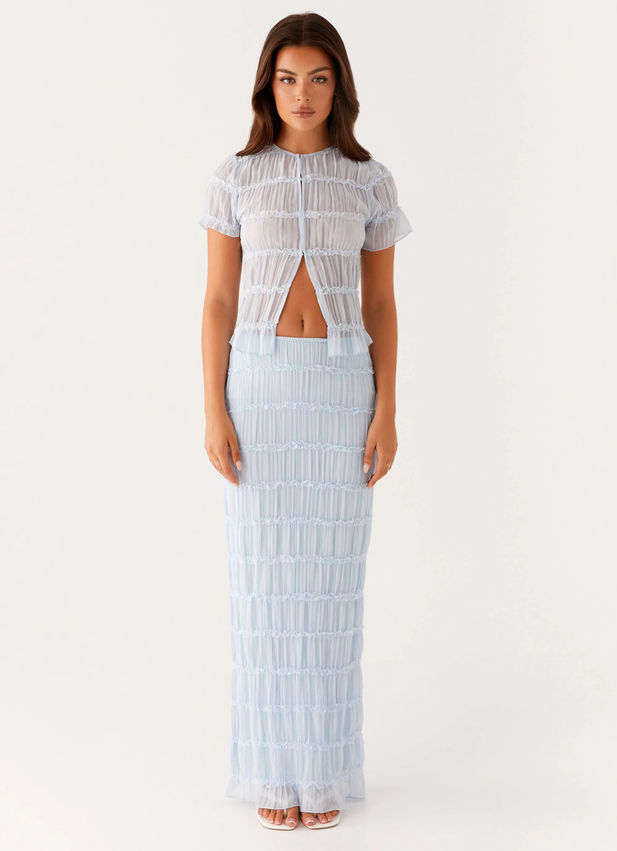 Daydreaming Low Rise Maxi Skirt - Blue Day-to-Day Wear