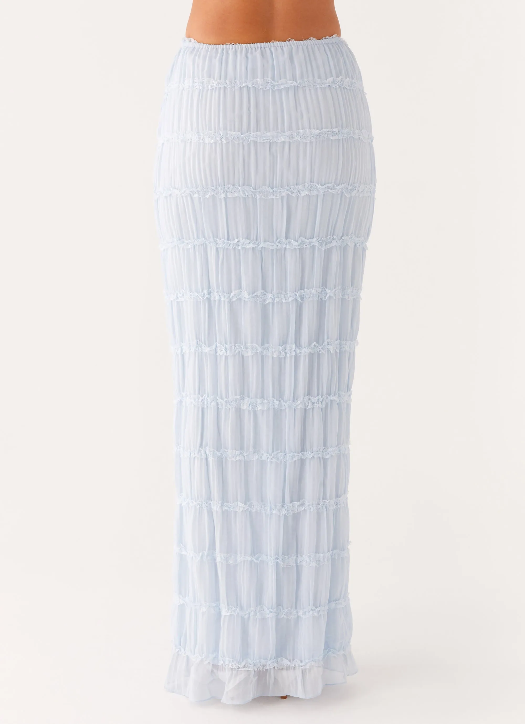 Water Resistant Finish Daydreaming Low Rise Maxi Skirt - Blue
