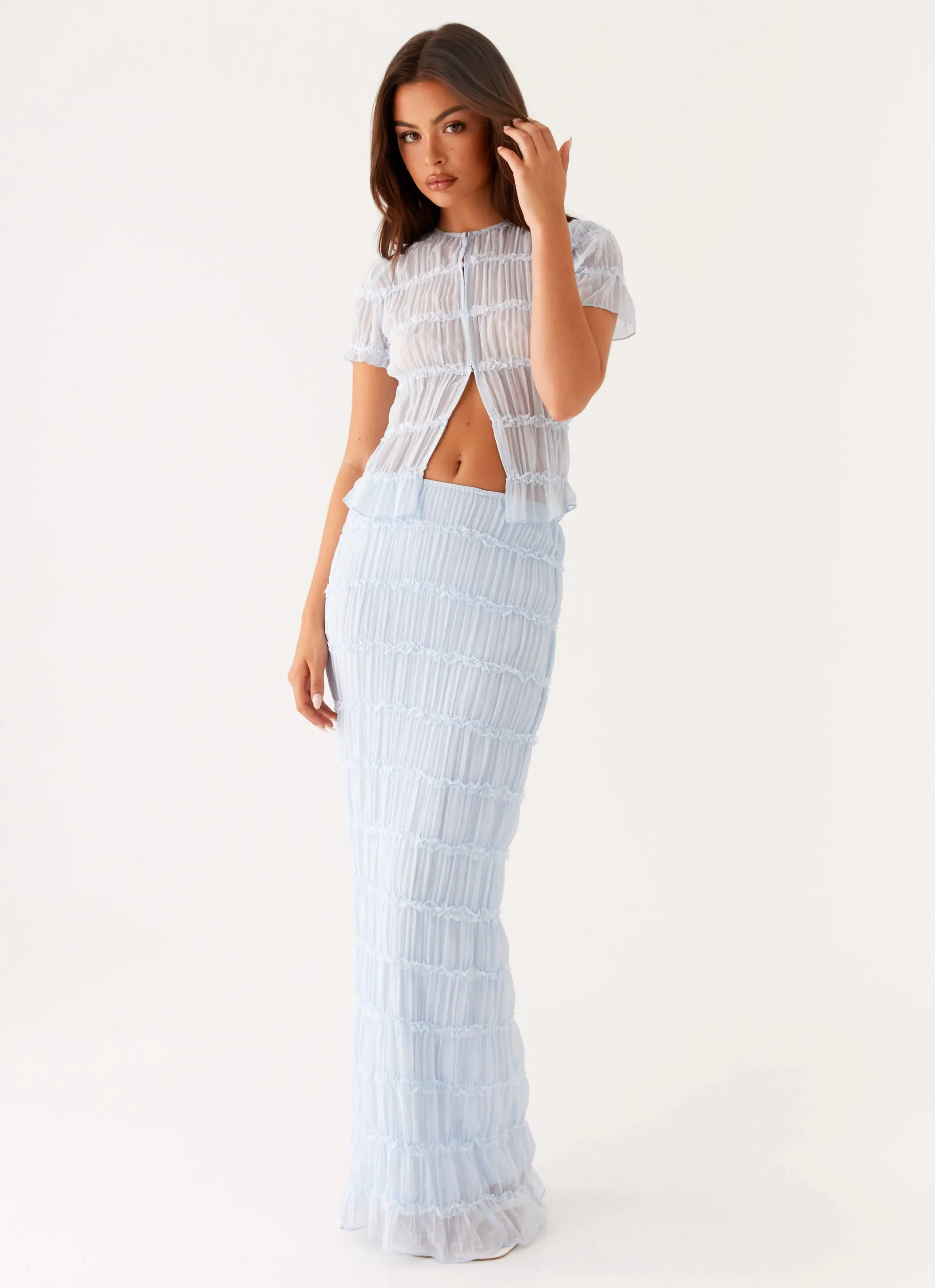 Daydreaming Low Rise Maxi Skirt - Blue HeatRegulating Carbon Infused Fabric