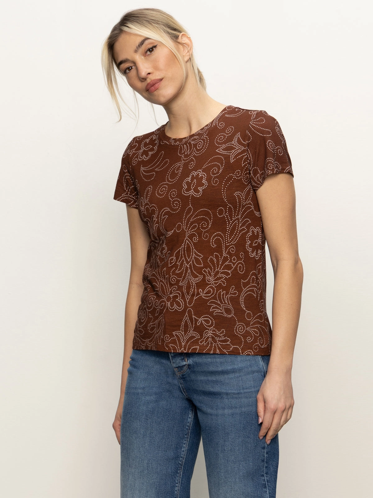 The Perfect Tee Boheme Floral Pattern Slim Waistband