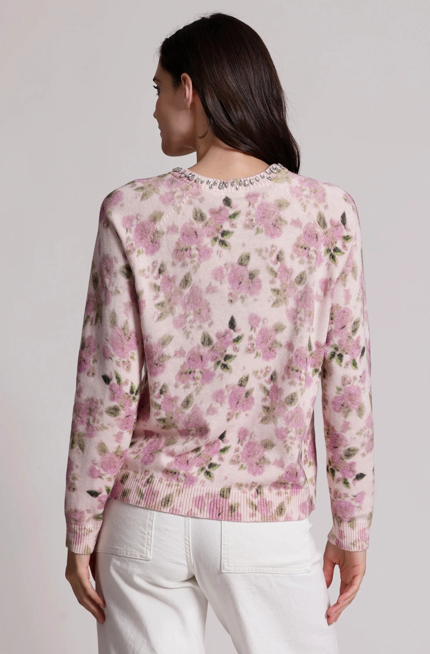 Light Flex Eco Conscious Packaging Minnie Rose Cotton Cashmere Printed Crew with Jewels
