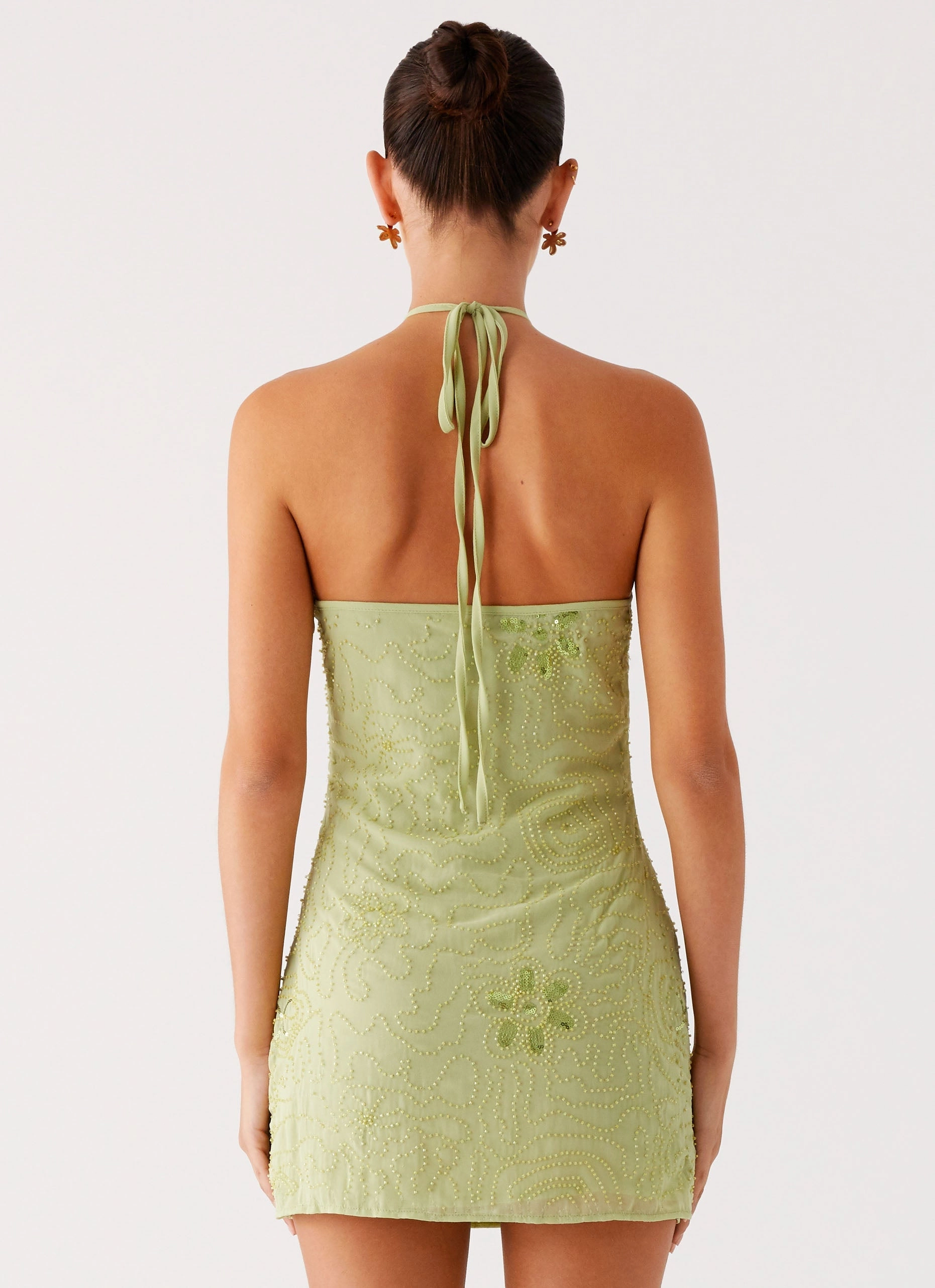 Stretchy Everyday Look Kiara Beaded Mini Dress - Mint