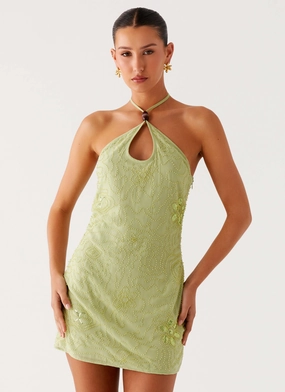 Everyday Look Kiara Beaded Mini Dress - Mint Lightweight Lining Everyday Look Kiara Beaded Mini Dress - Mint