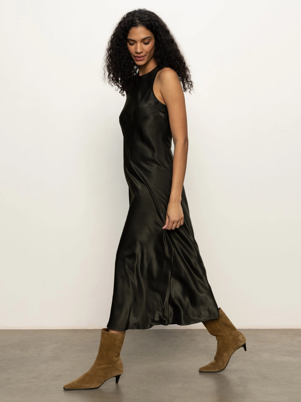 Everyday Satin Dress Black Olive Simple Touch