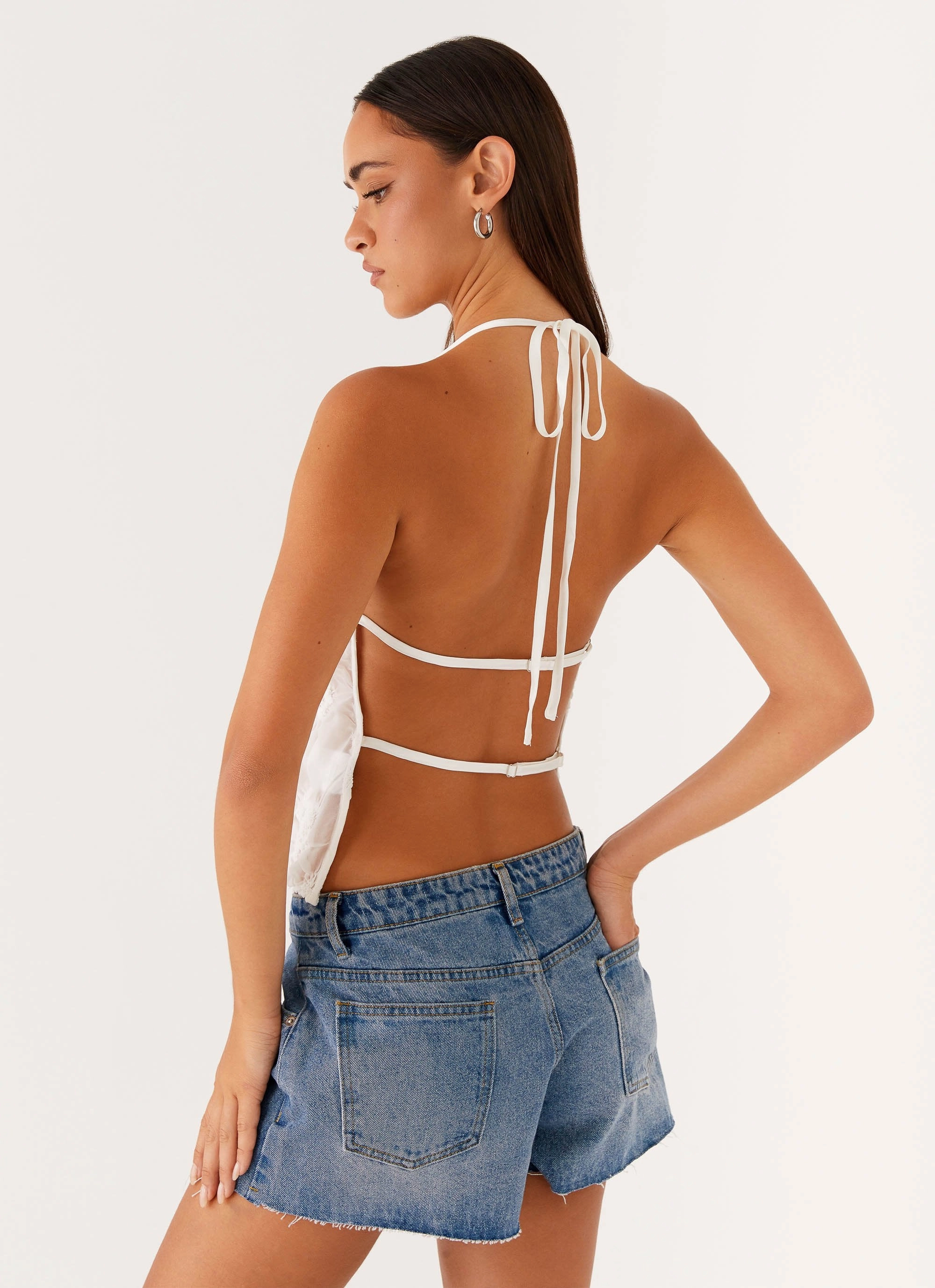 Evia Halter Top - Ivory Garment Dyed Finish