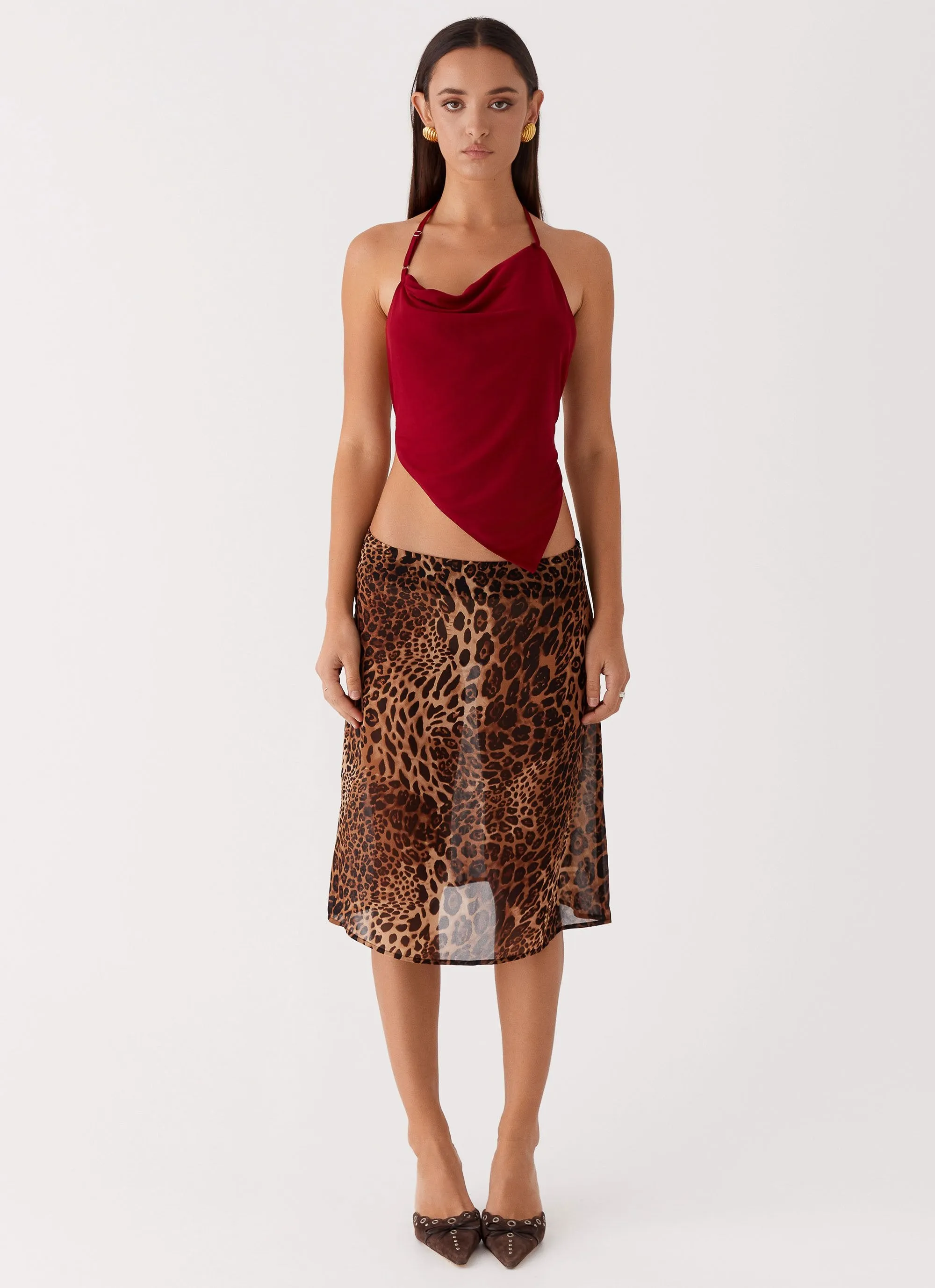 Evoke Chiffon Midi Skirt - Leopard Flexible Knees