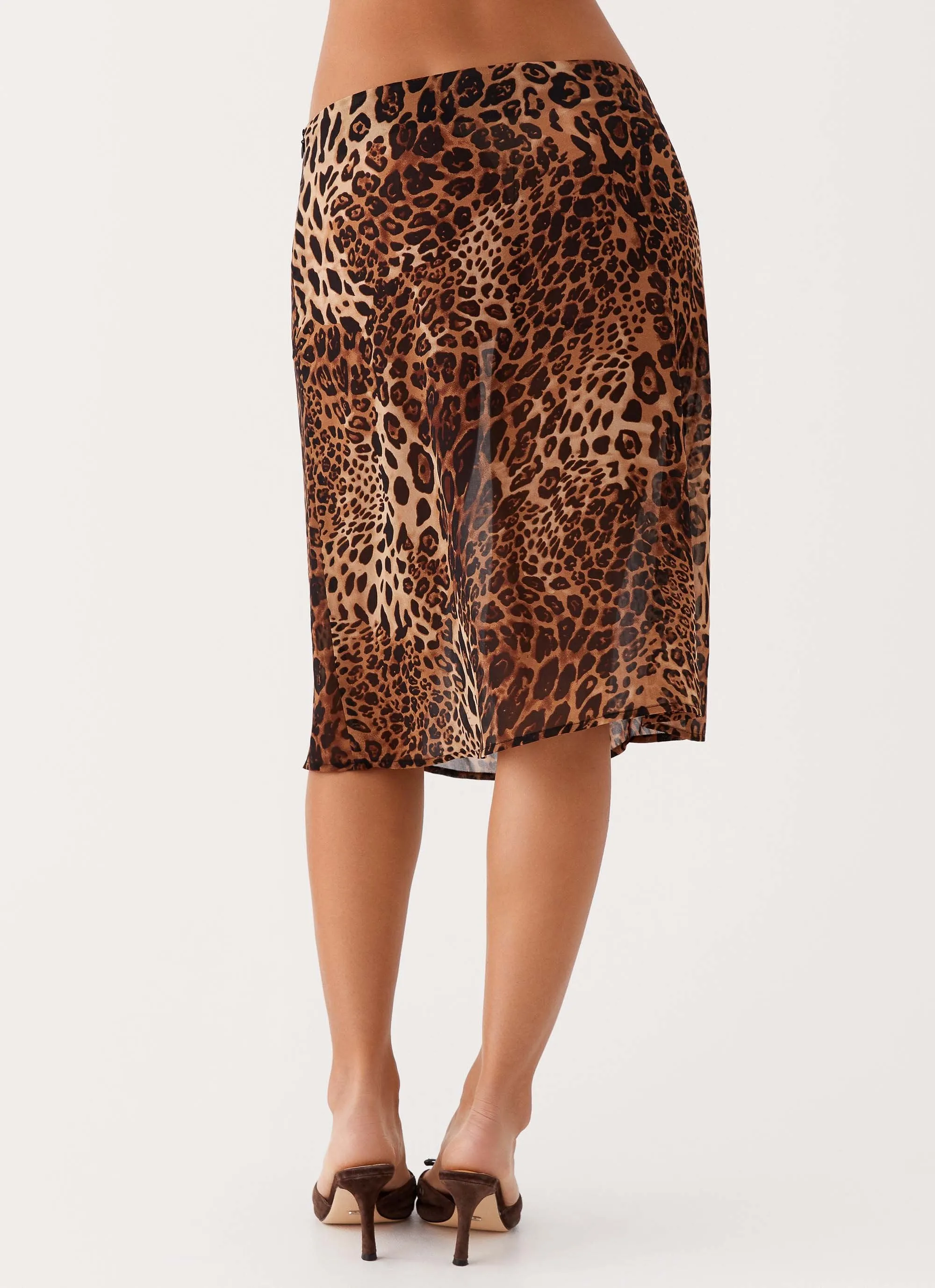 Heat Dissipating Evoke Chiffon Midi Skirt - Leopard