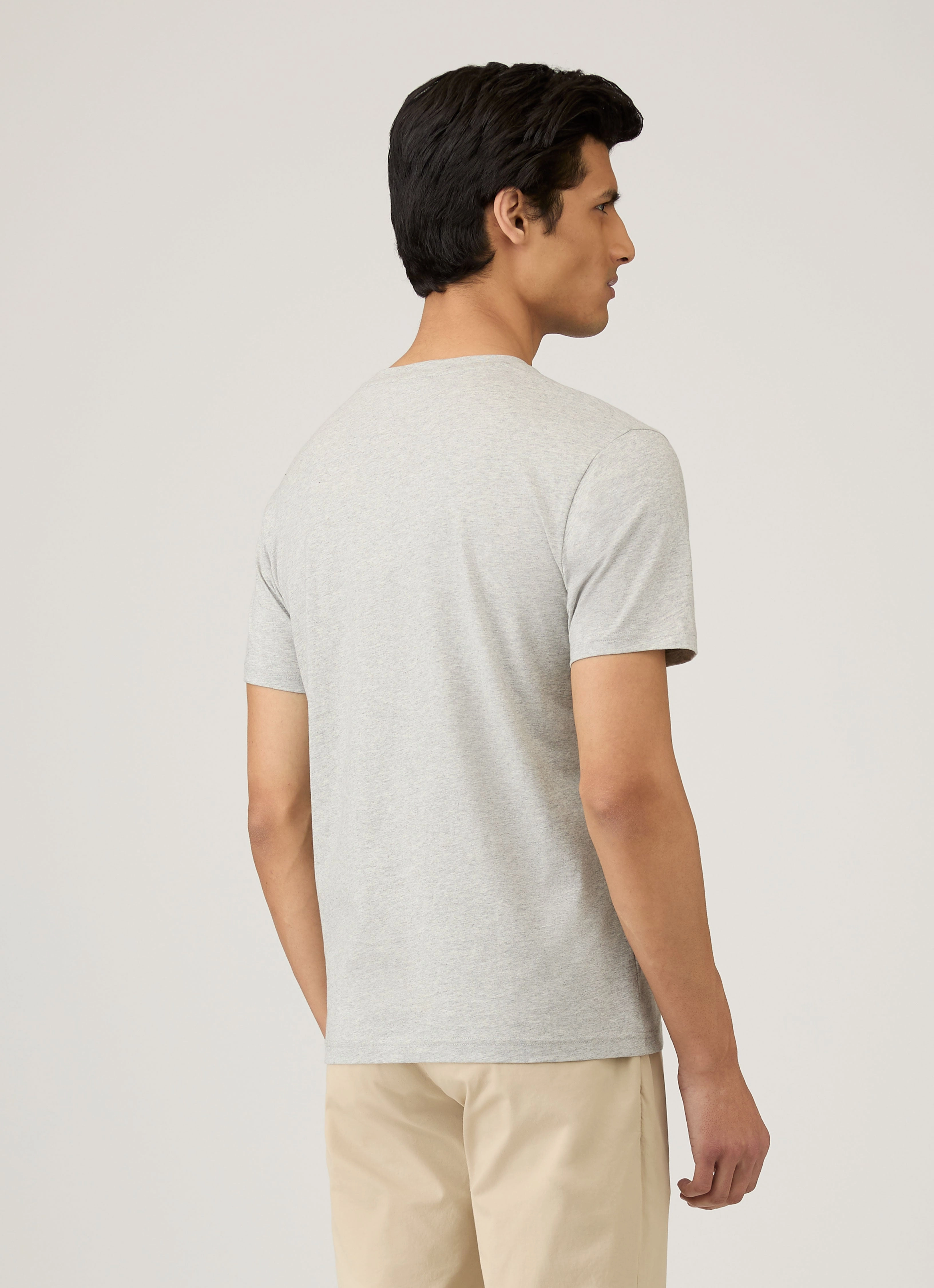 Men's Riviera T-shirt in Grey Melange Classic Style Trend Quick Fit Stretch
