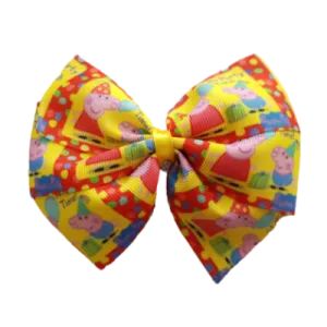 Extra Large Hair Bows - Peppa Pig Birthday Bow - Its Party Time