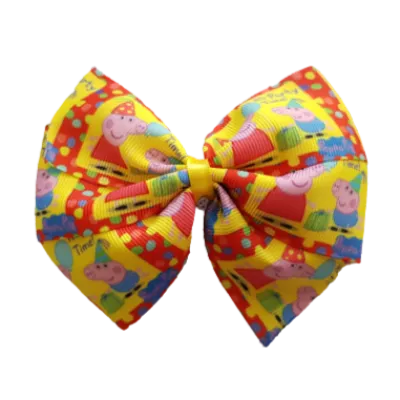 Extra Large Hair Bows - Peppa Pig Birthday Bow - Its Party Time