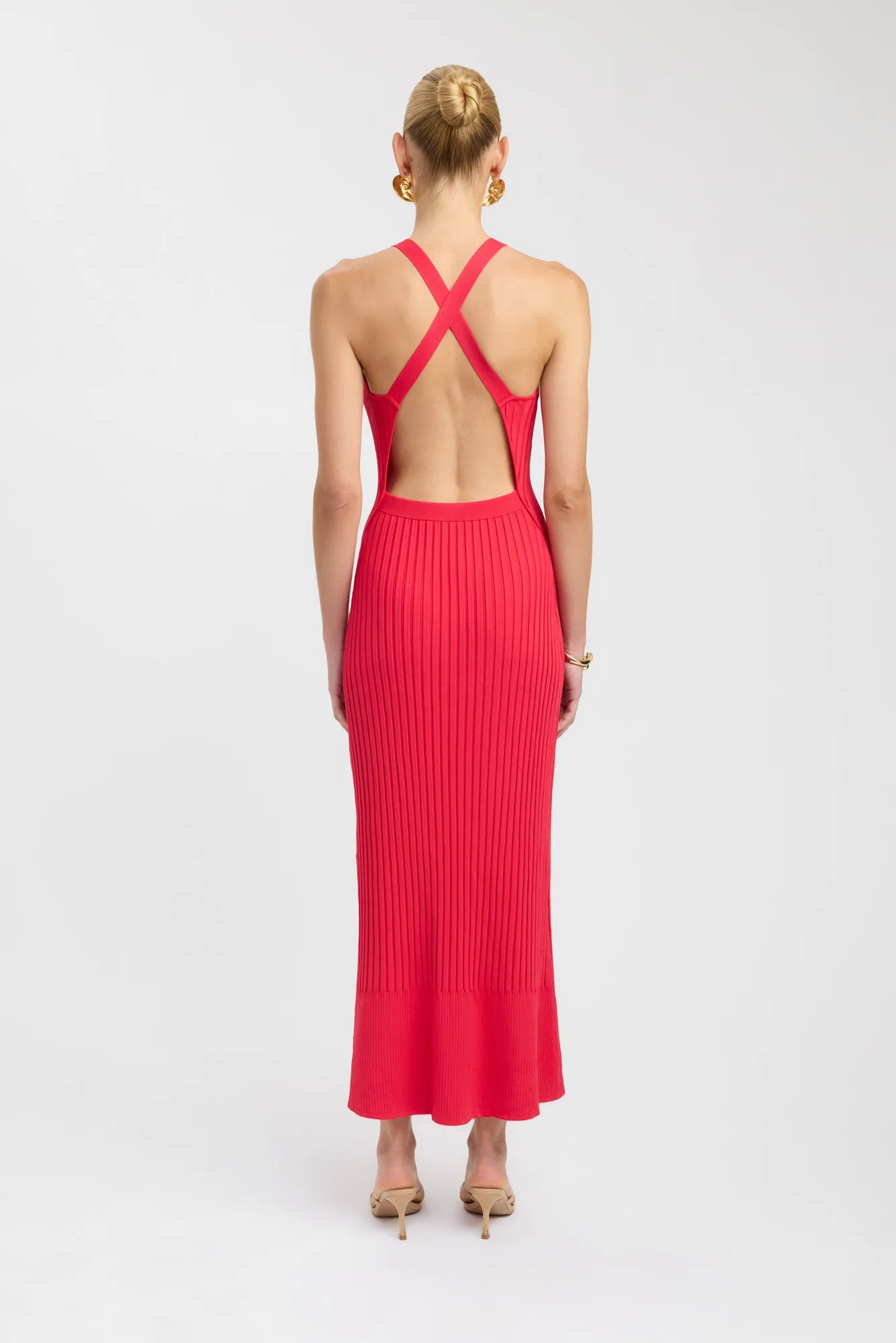 Serah Cross Back Dress Ribbed-Texture