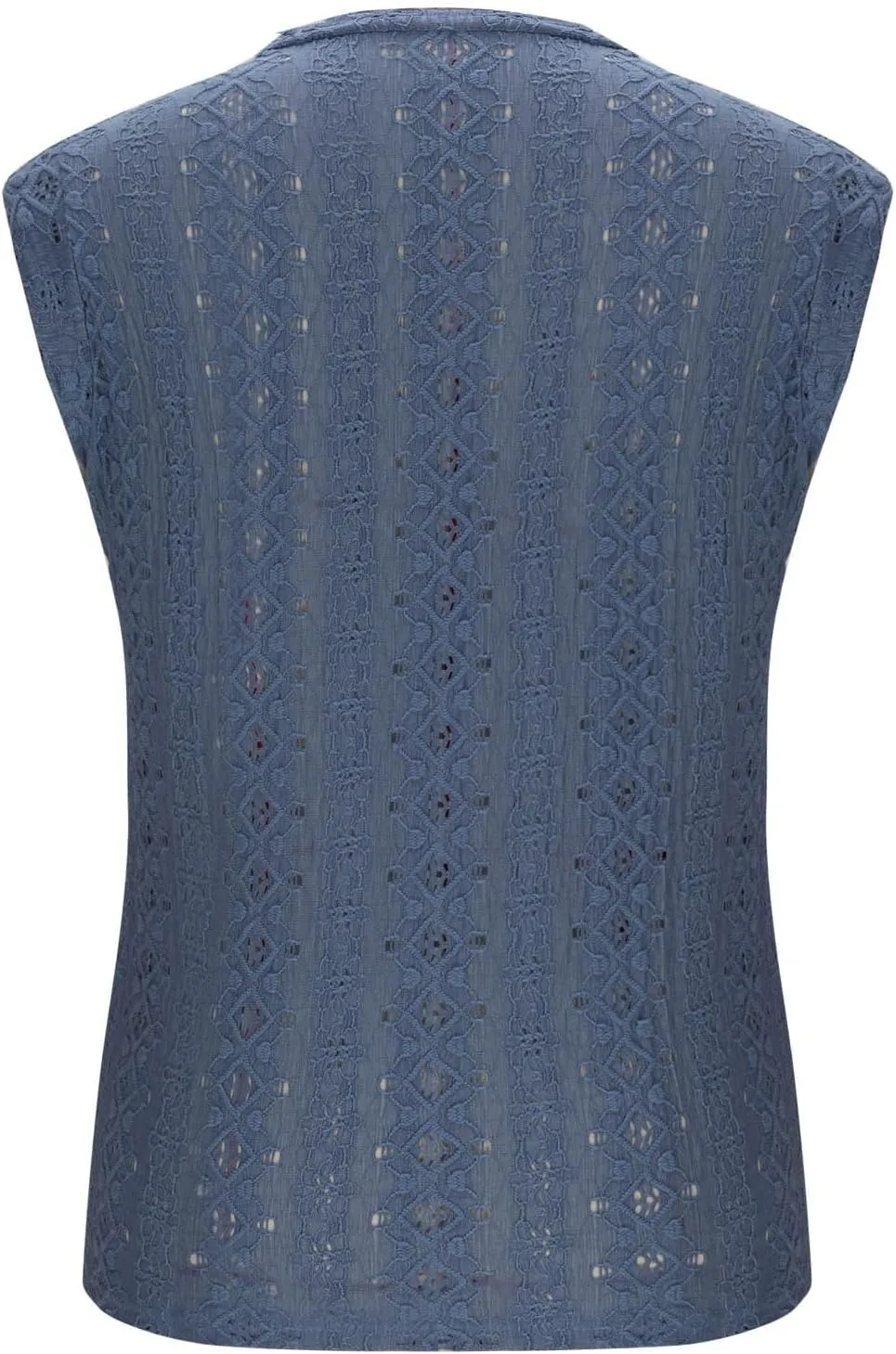 Eyelet Embroidery Shirts for Women Summer Crew Neck Cap Sleeve Tank Tops Casual Fashion Basic Beach Vacation Blouses
